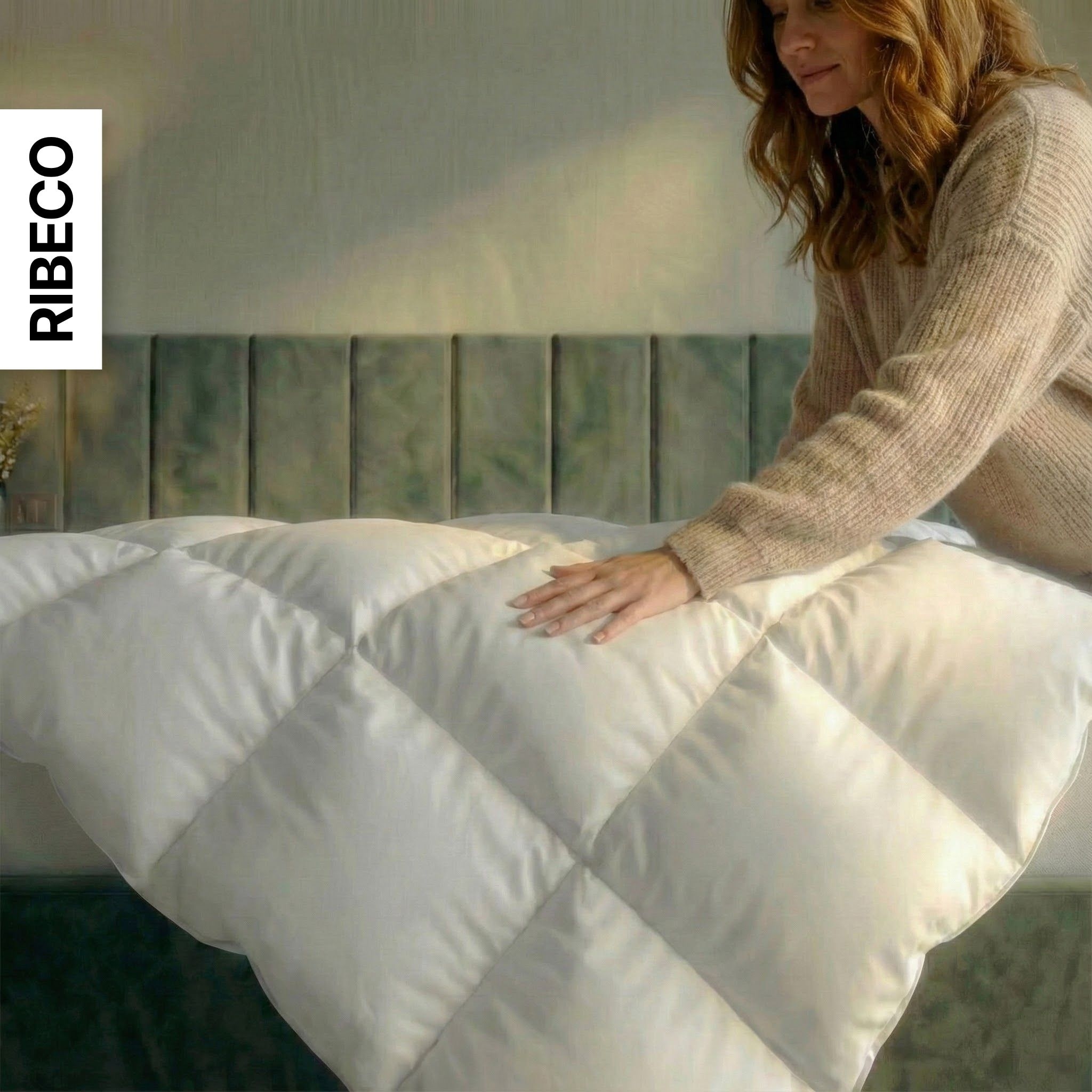 RIBECO Couette en duvet »Johanna, Bettdecke in 135x200 und 155x220cm und weiteren Grössen« léger Füllung 80 duvet 20 plumes 1 cuis tlg. meilleure vente, duvet et plumes, couette en duvet, couette en plumes, fabriqué en Allemagne