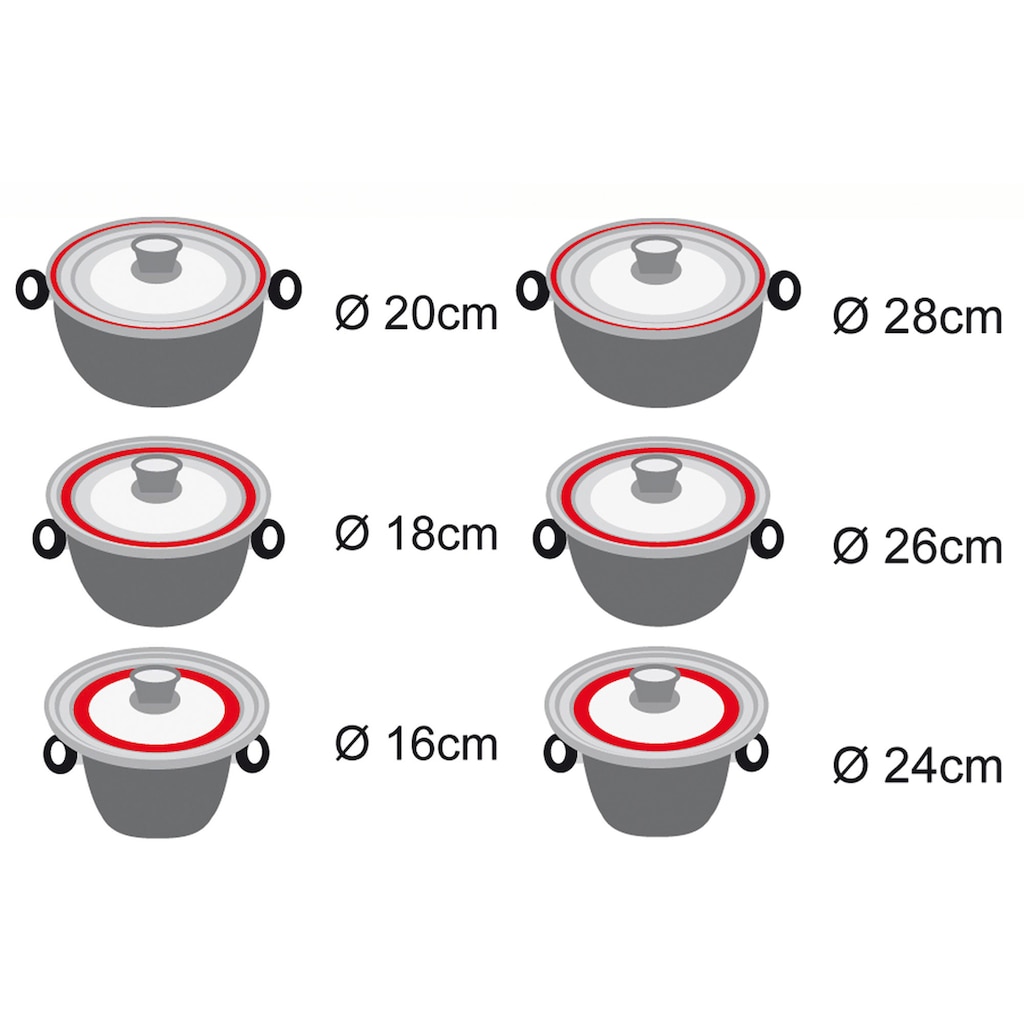 STONELINE Deckel »STONELINE®«, (Set, 2 tlg.), für 6 verschiedene Durchmesser
