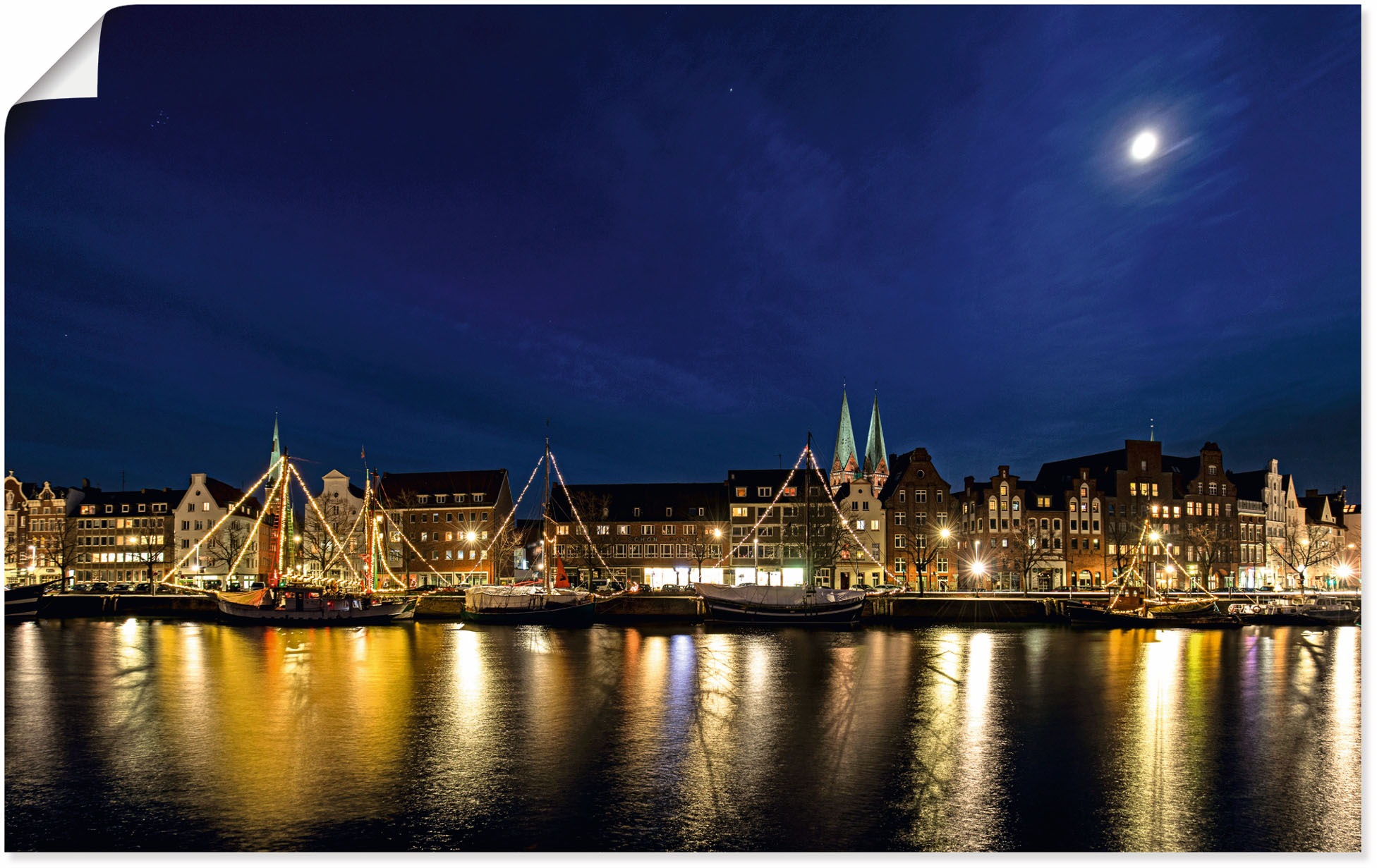 Image of Artland Wandbild »Skyline Lübeck«, Lübeck, (1 St.), in vielen Grössen & Produktarten - Alubild / Outdoorbild für den Aussenbereich, Leinwandbild, Poster, Wandaufkleber / Wandtattoo auch für Badezimmer geeignet bei Ackermann Versand Schweiz