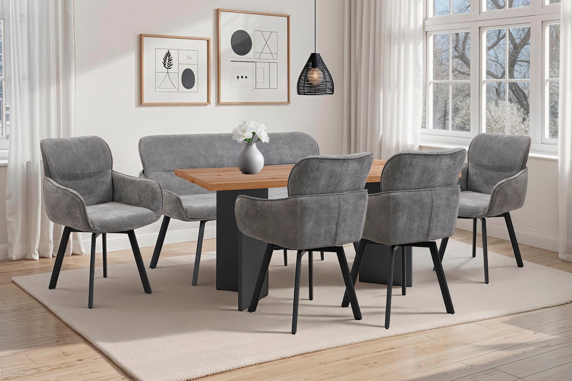 byLIVING Sitzbank »Rico« 1 Stk. tlg. gemütliche Esszimmerbank in 140 oder 160cm, hochwertiger Stoffbezug
