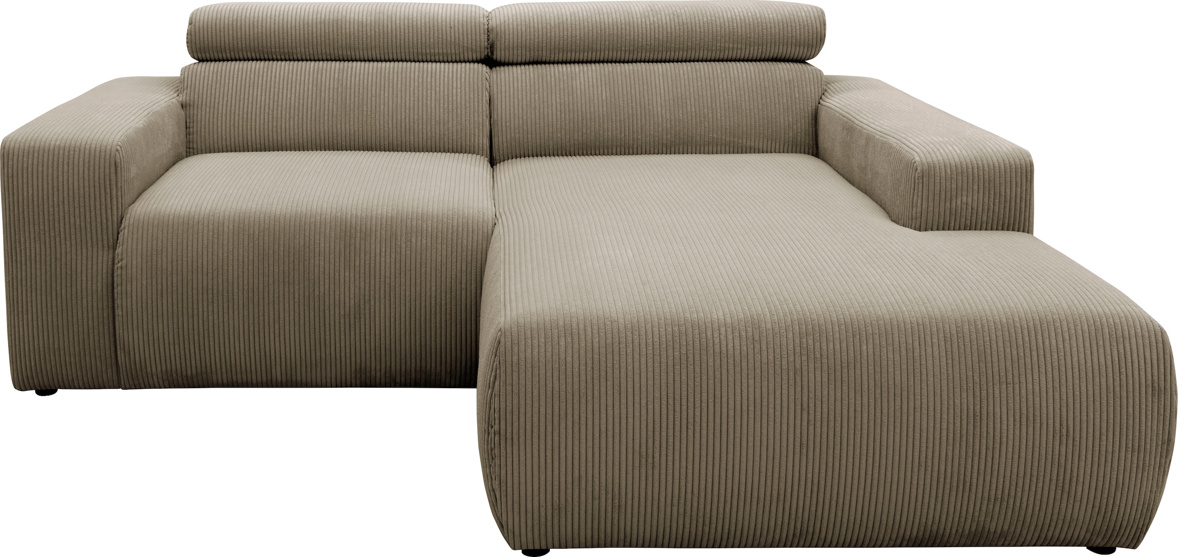 DOMO collection Ecksofa »Brandon, inkl. Kopfteilverstellung, B/T/H:  214/100/80 cm, L-Form« Cord, schlamm