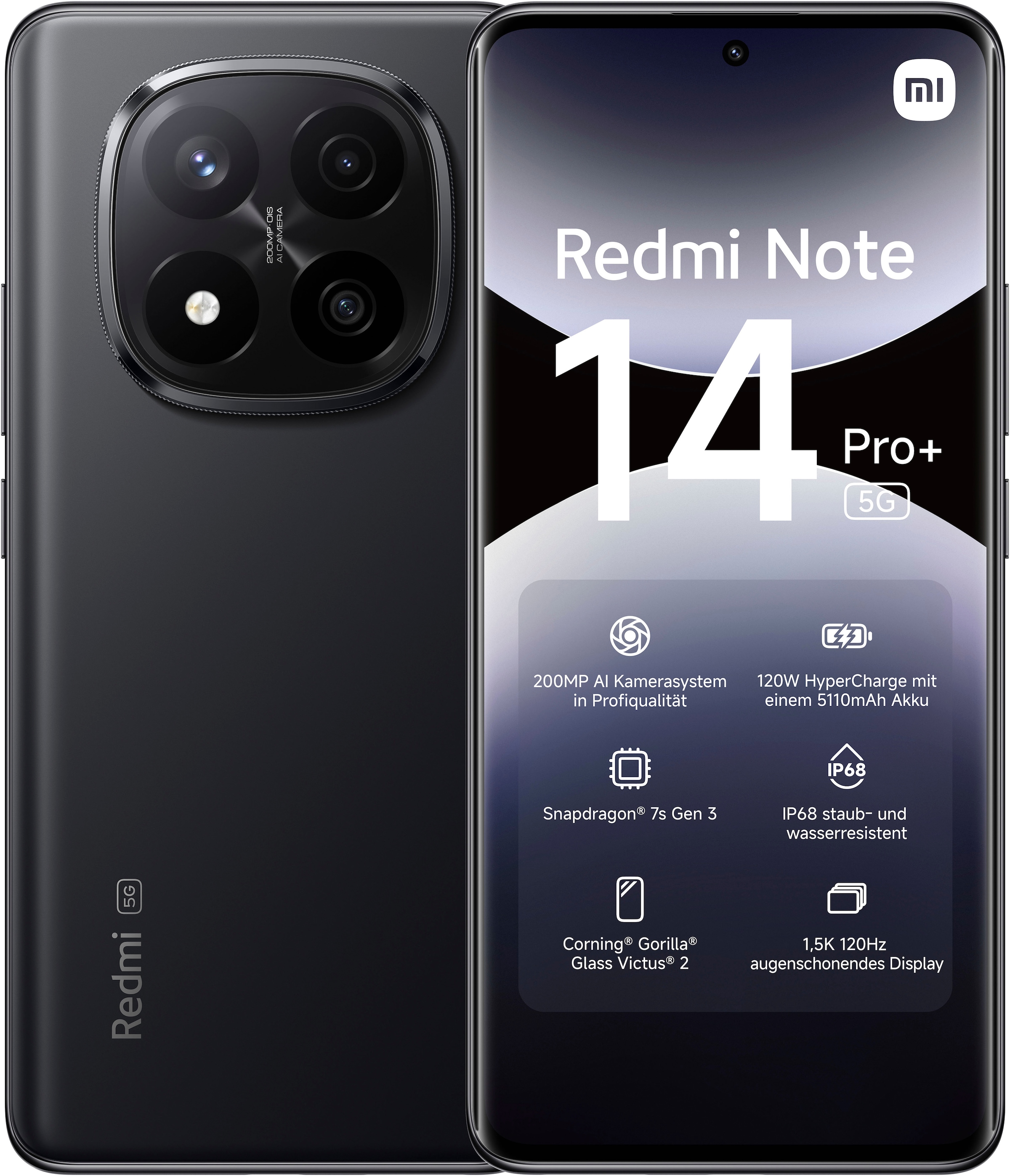 Image of Xiaomi Smartphone "Redmi Note 14 Pro+ 5G" schwarz