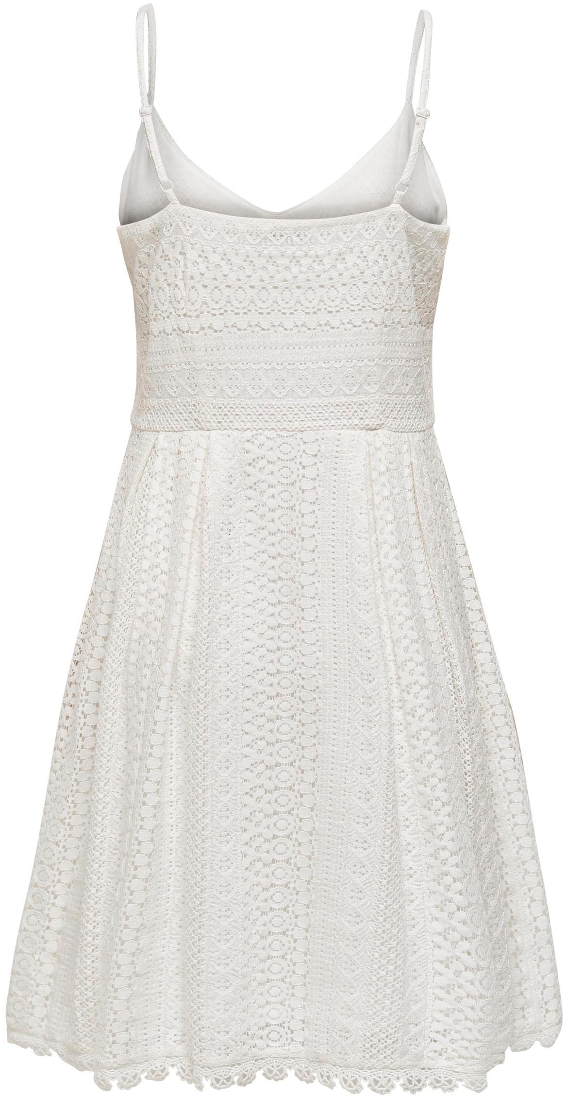 ONLY Trägerkleid »ONLHELENA LACE S/L SHORT DRESS WVN«, mit Spitzen-Detail