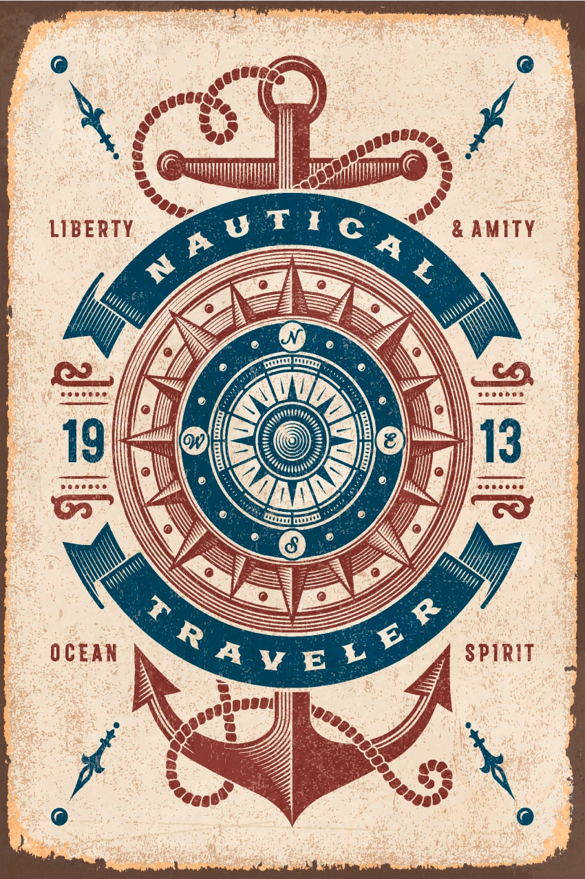 queence Metallbild »Nautical« Anker | Schriftzug | Schriftzüge 1 Stk. tlg. Stahlschilder