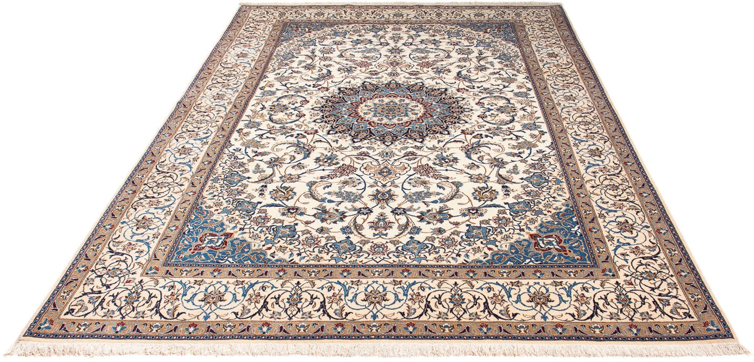 Image of morgenland Orientteppich »Perser - Nain - Premium - 263 x 172 cm - beige«, rechteckig, 6 mm Höhe, Wohnzimmer, Handgeknüpft, Einzelstück mit Zertifikat bei Ackermann Versand Schweiz