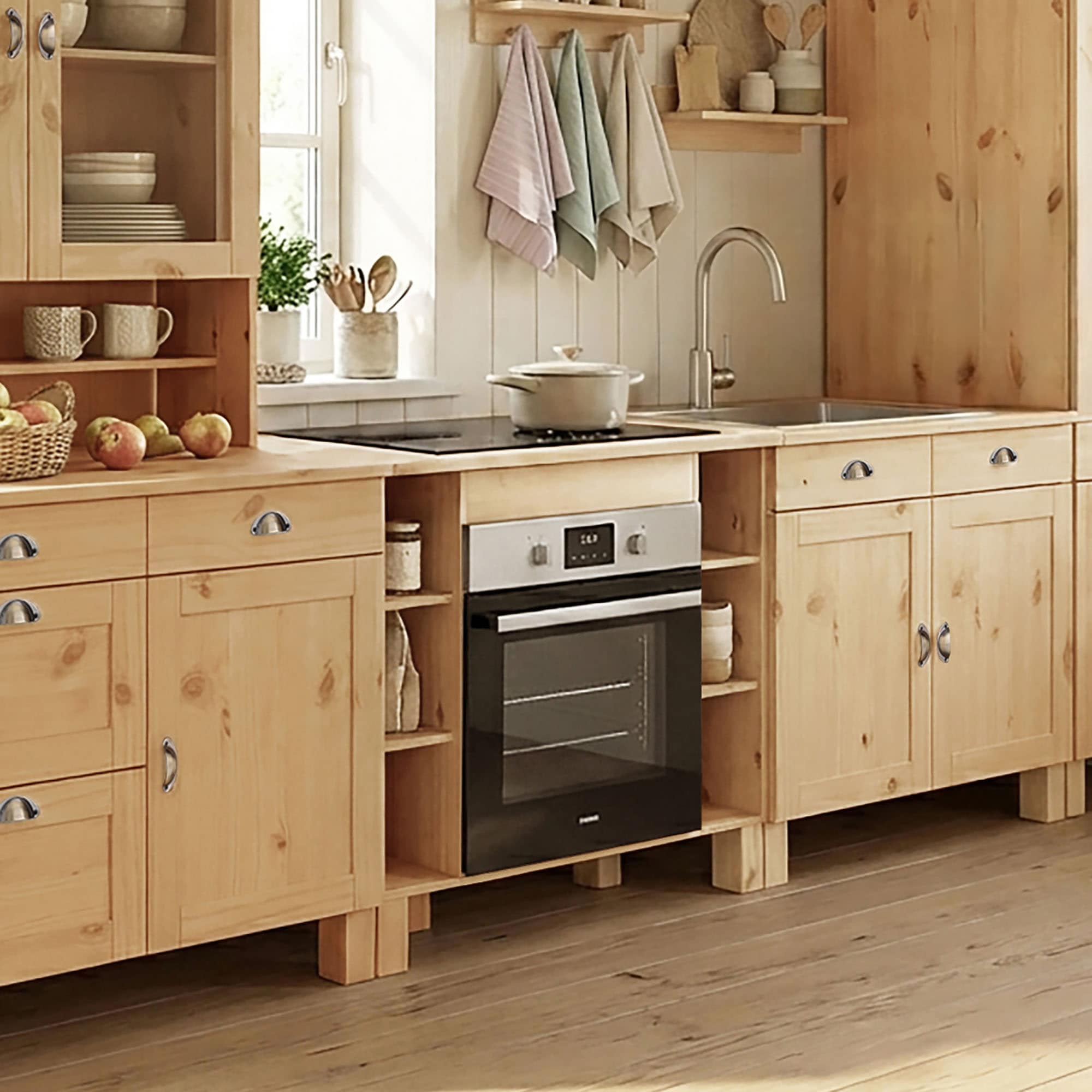 Home affaire Armoire encastrée pour cuisinière »Oslo« Largeur 100 cm, en 2 profondeurs, pin massif, avec plan de travail de 23 mm