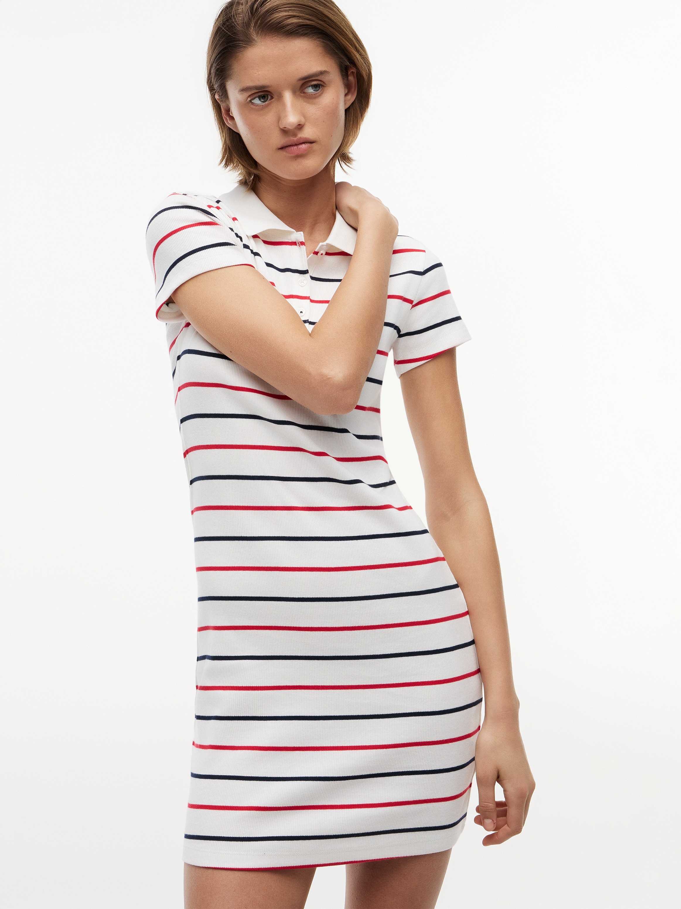 Image of Tommy Jeans Polokleid "TJW RIB BODYCON POLO DRESS" Baumwollmischung, figurbetont, in gerippter Struktur