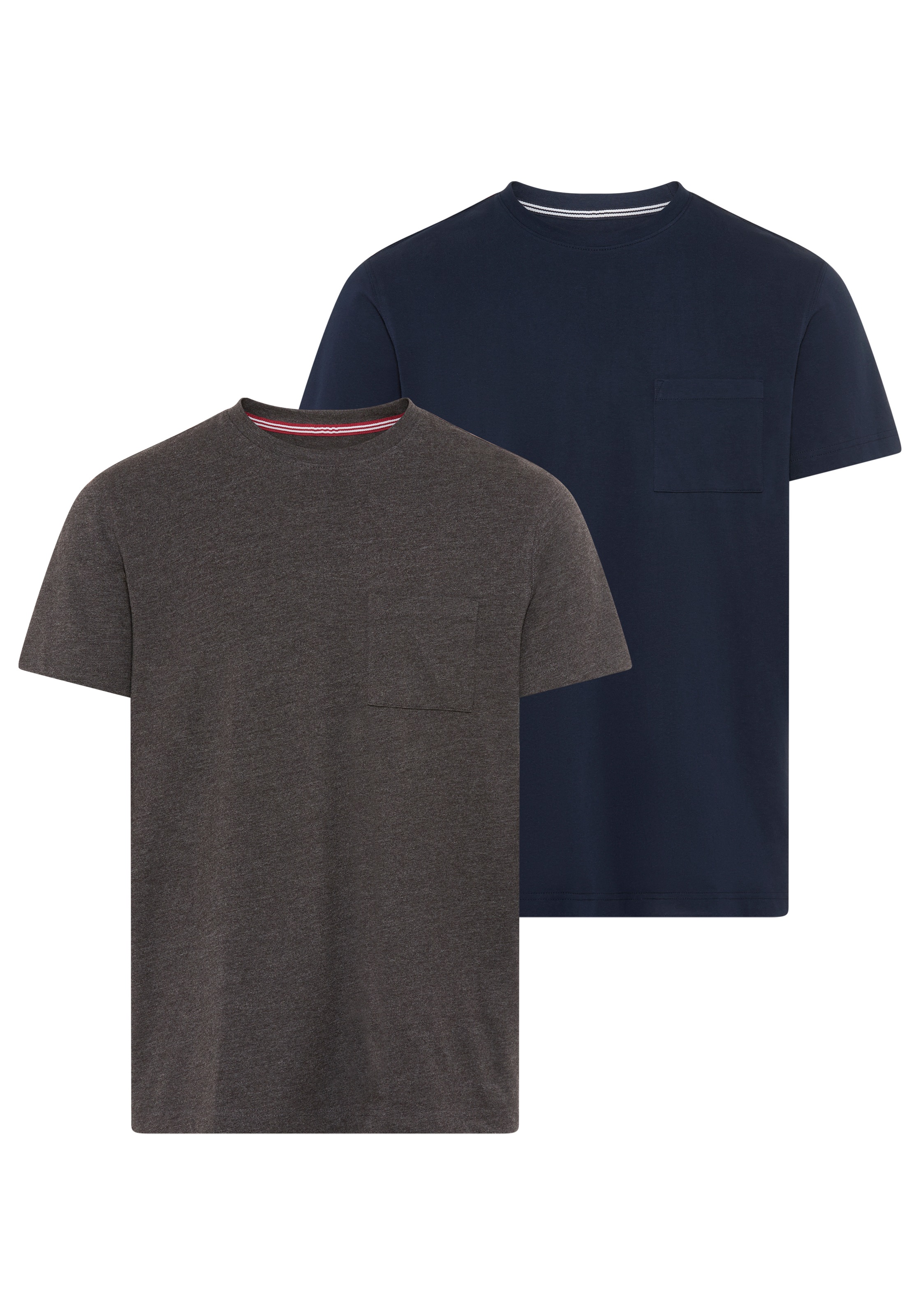 Image of Mans World Rundhalsshirt "Neue Kollektion" Regular Fit, kurzarm, mit Brusttasche, unifarben