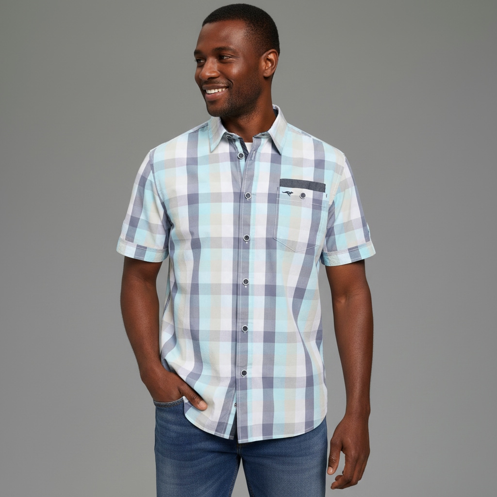 Image of KangaROOS Kurzarmhemd Kurzarm, für Casual- und Streetwear, aus Baumwolle, Comfort Fit
