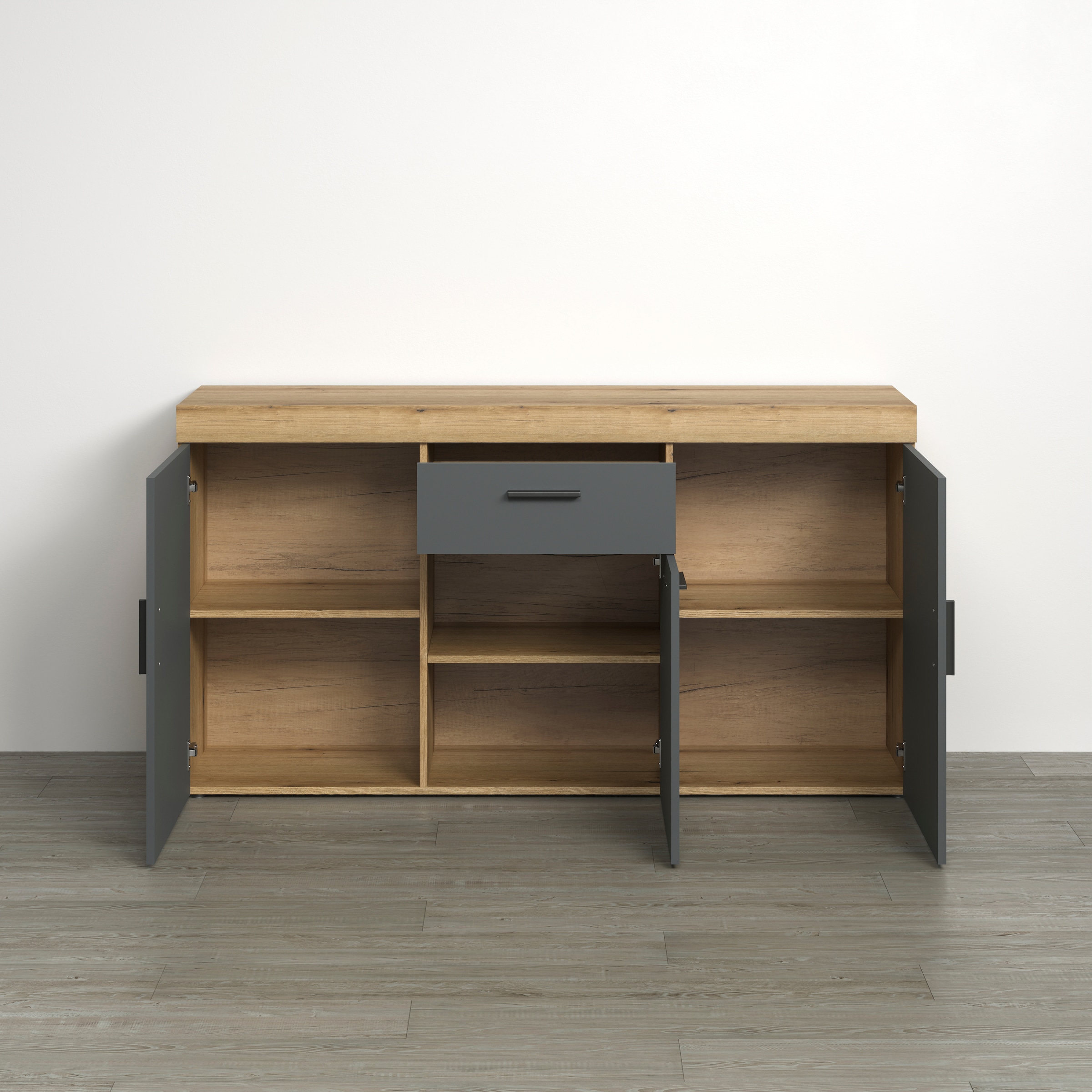 Home affaire Sideboard »Ghent« Packung, 1 Stk. tlg. Sideboard mit 3 Türen & 1 Schublade - (B/T/H) 160/42/86 cm