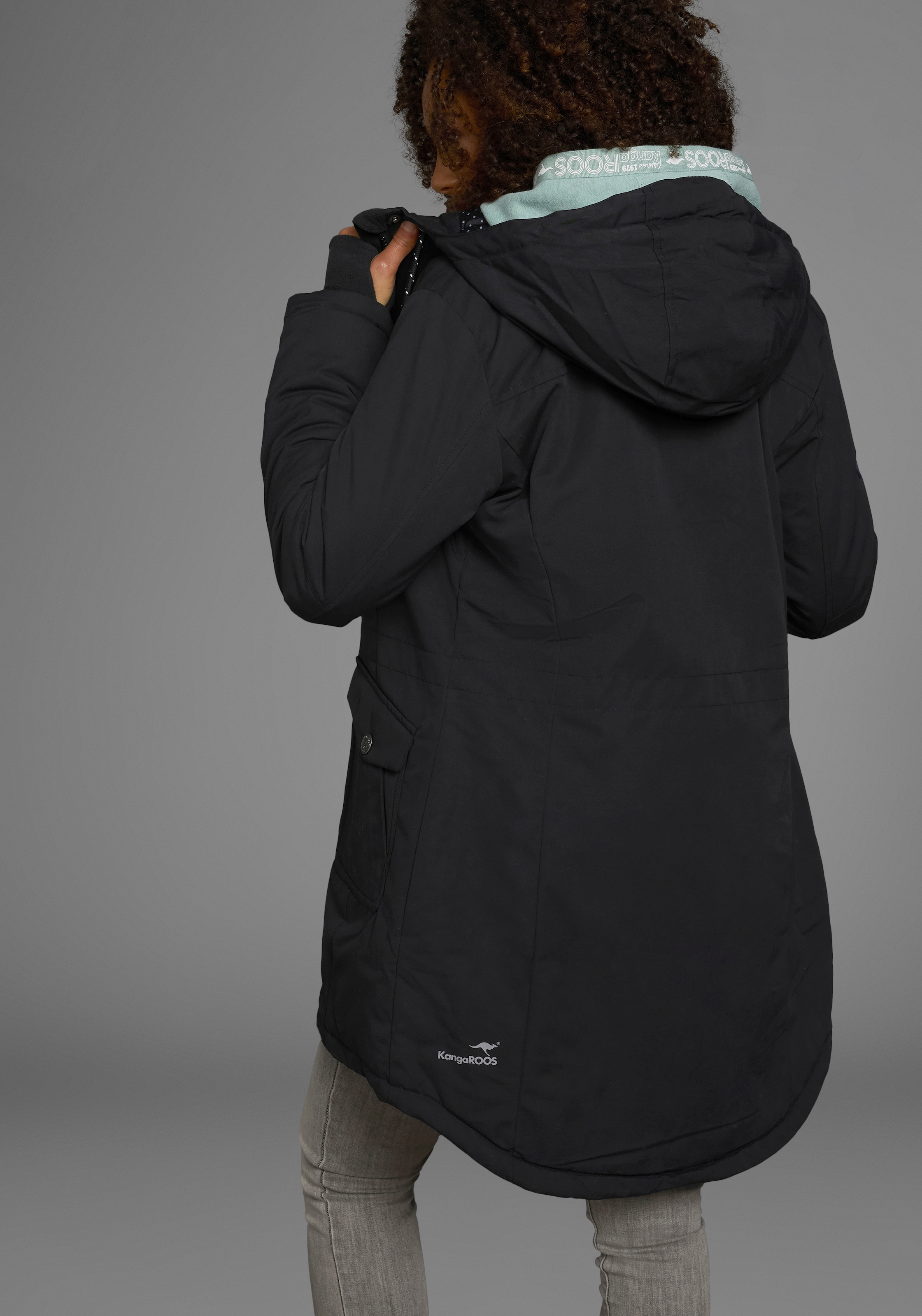 KangaROOS Langjacke, mit Kapuze, für den Übergang, aus leichtem Webmaterial, modisch