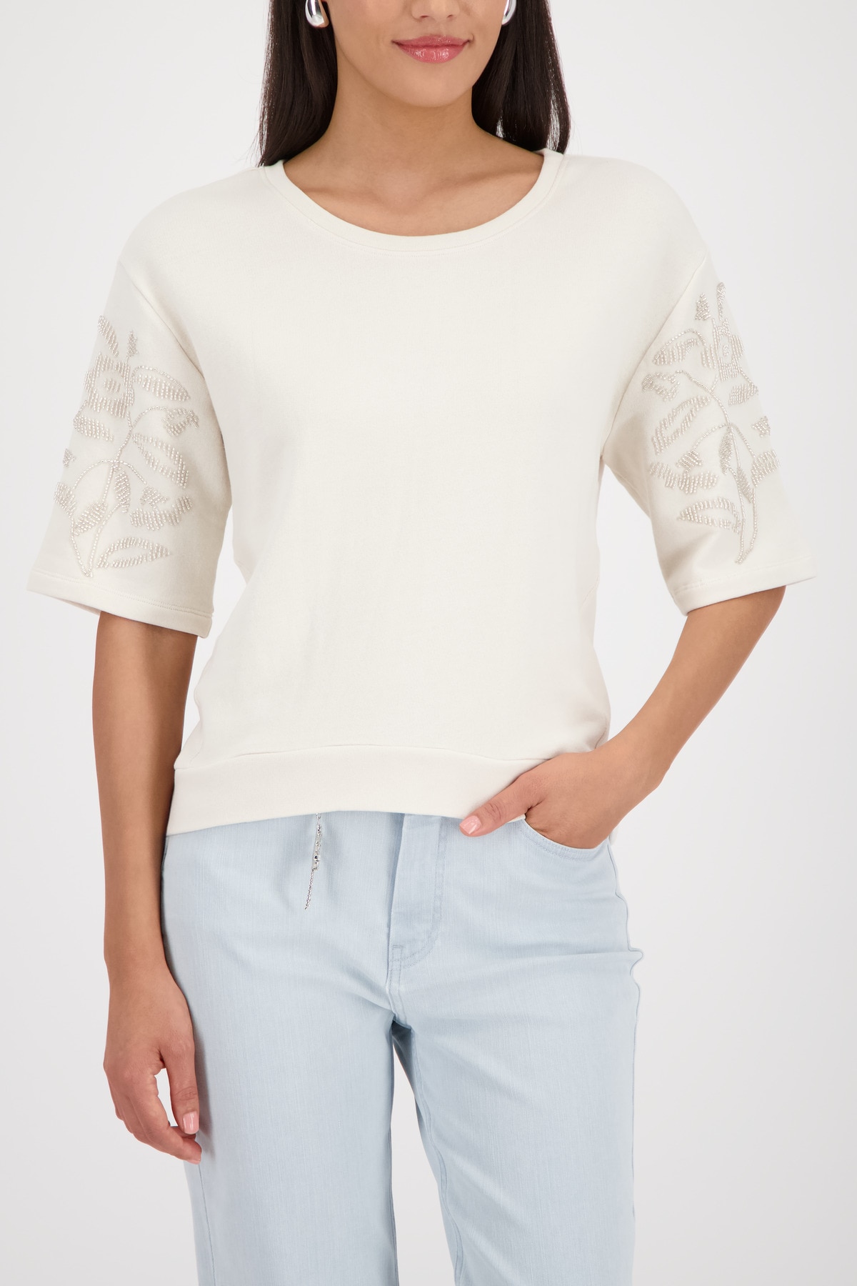 Image of Monari Sweatshirt "Sweatshirt Perlenschmuck", Regular fit mit Perlenschmuck