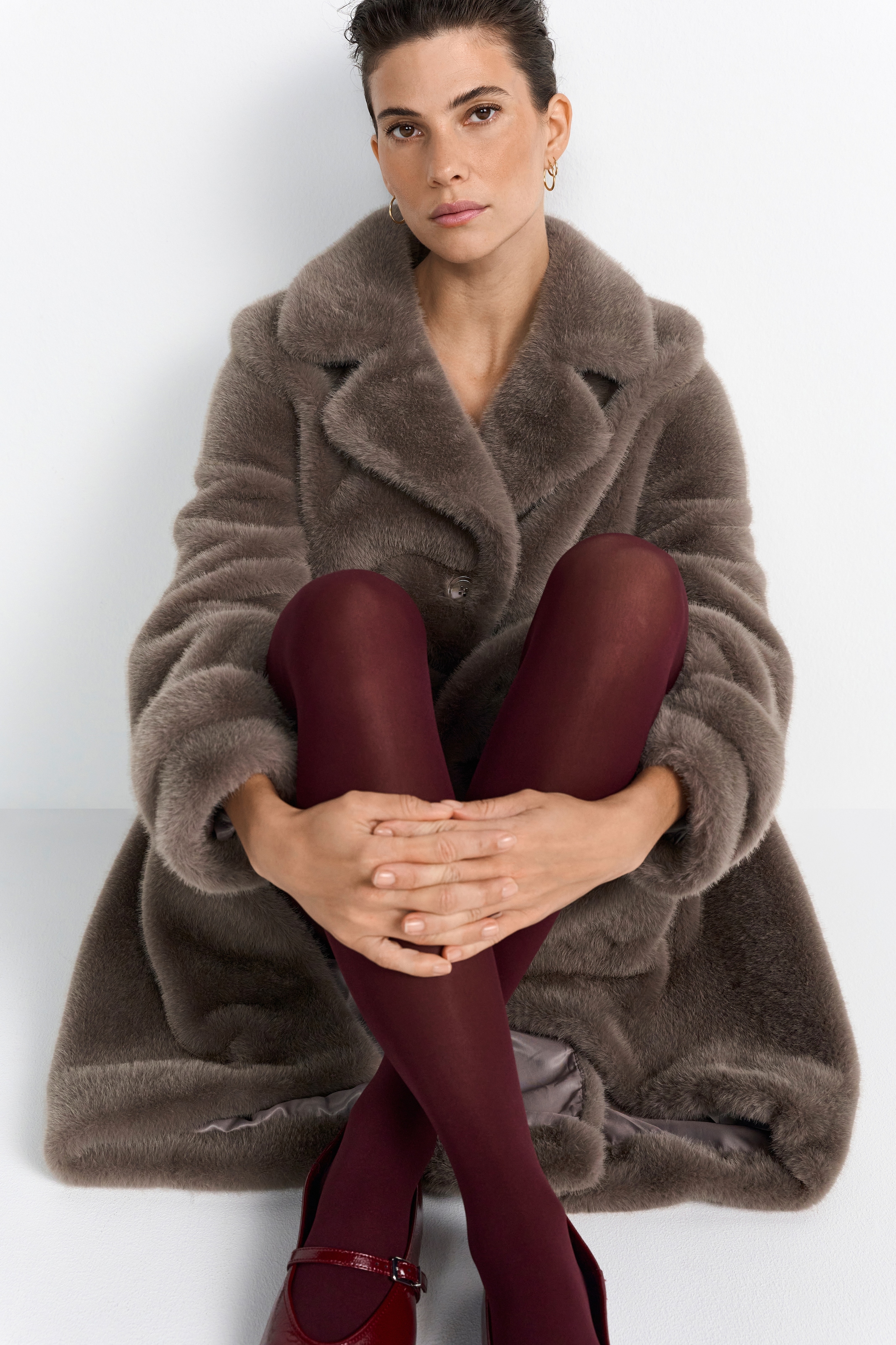 RICHROYAL Fellimitatmantel , mit Schlitz hinten, normale Passform, Reverskragen
