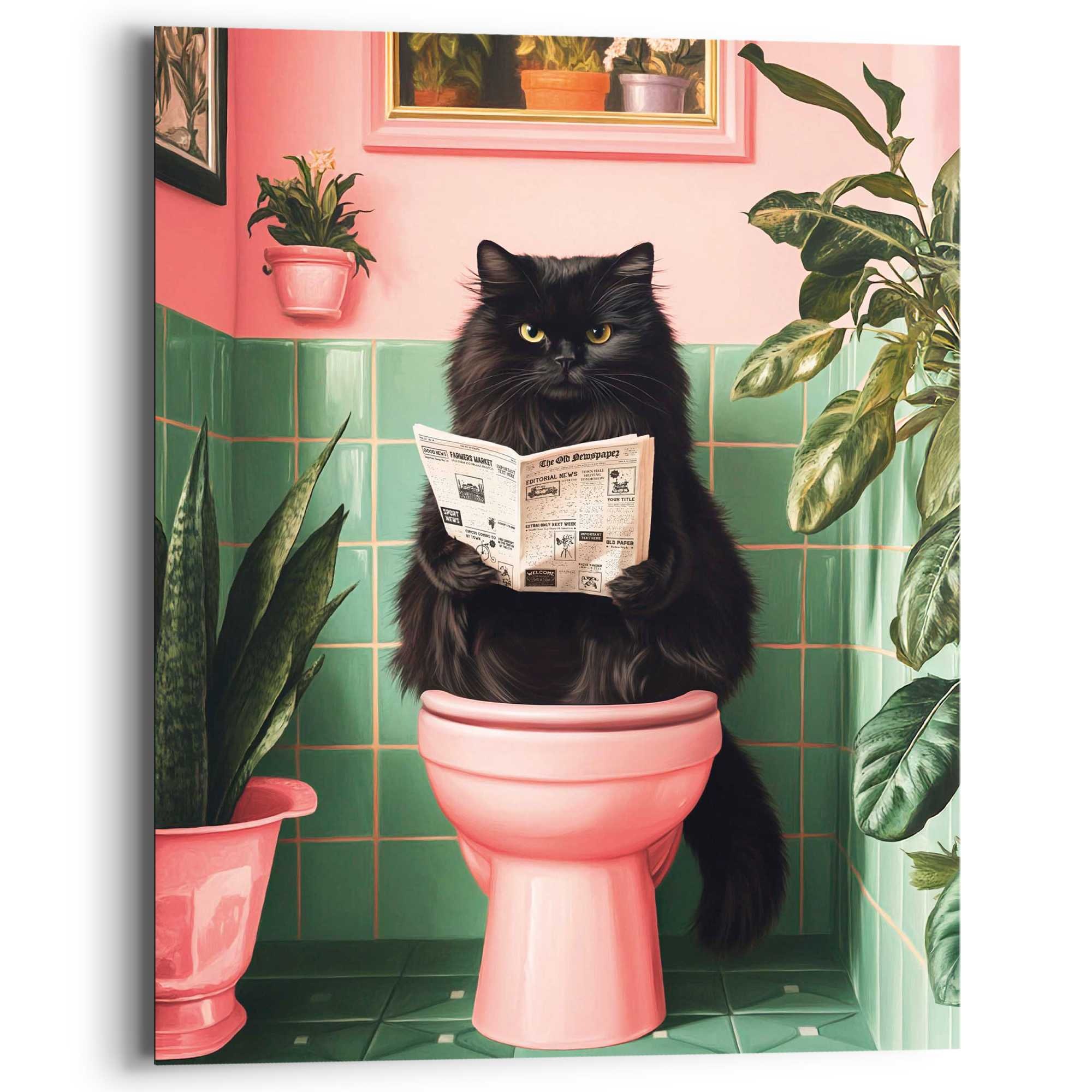 Image of Reinders Deco-Panel "Katze hat Pause" Toilette - Rosa - MDF - Tiere - 40x50 cm