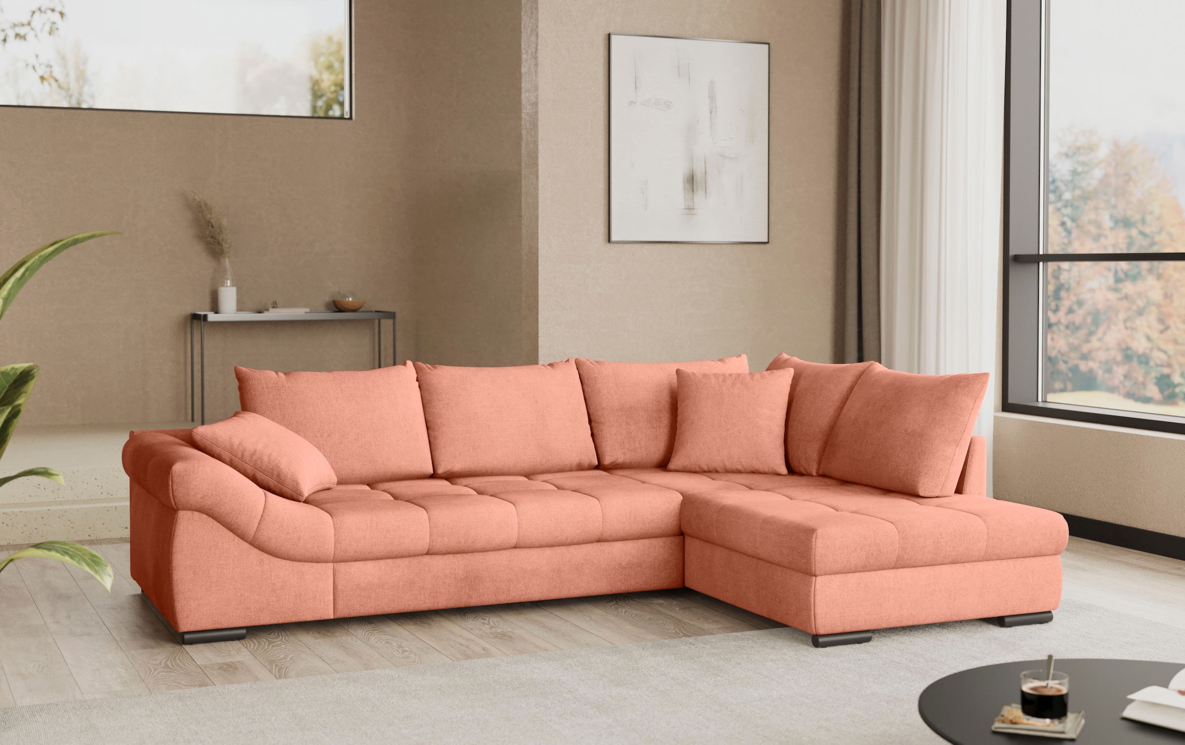 Mr. Couch Ecksofa »Allegro, L-Form«, mit Hochschläfer-Bettauszug, wahlweise mit Kaltschaum