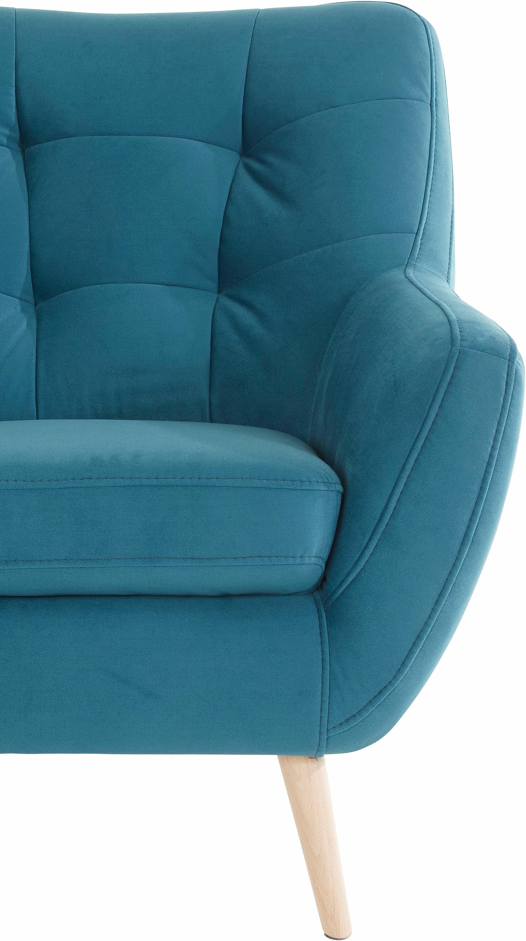 exxpo - sofa fashion 3-Sitzer »Scandi, bequem, aufwendige Rückenpolsterung für mehr Sitzkomfort«, aktuelle Farben in hochwertigen Bezugsqualitäten, Holzfuss