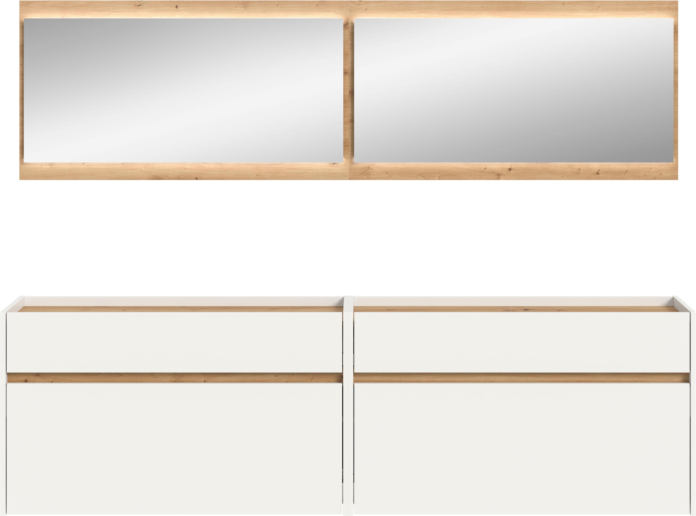 Home affaire Ensemble de vestiaires »EVRID, 4-teilig, Breite 220 cm, inkl. Beleuchtung« best. aus: 2x Kommode und 2x Spiegel, 4 cuis tlg.