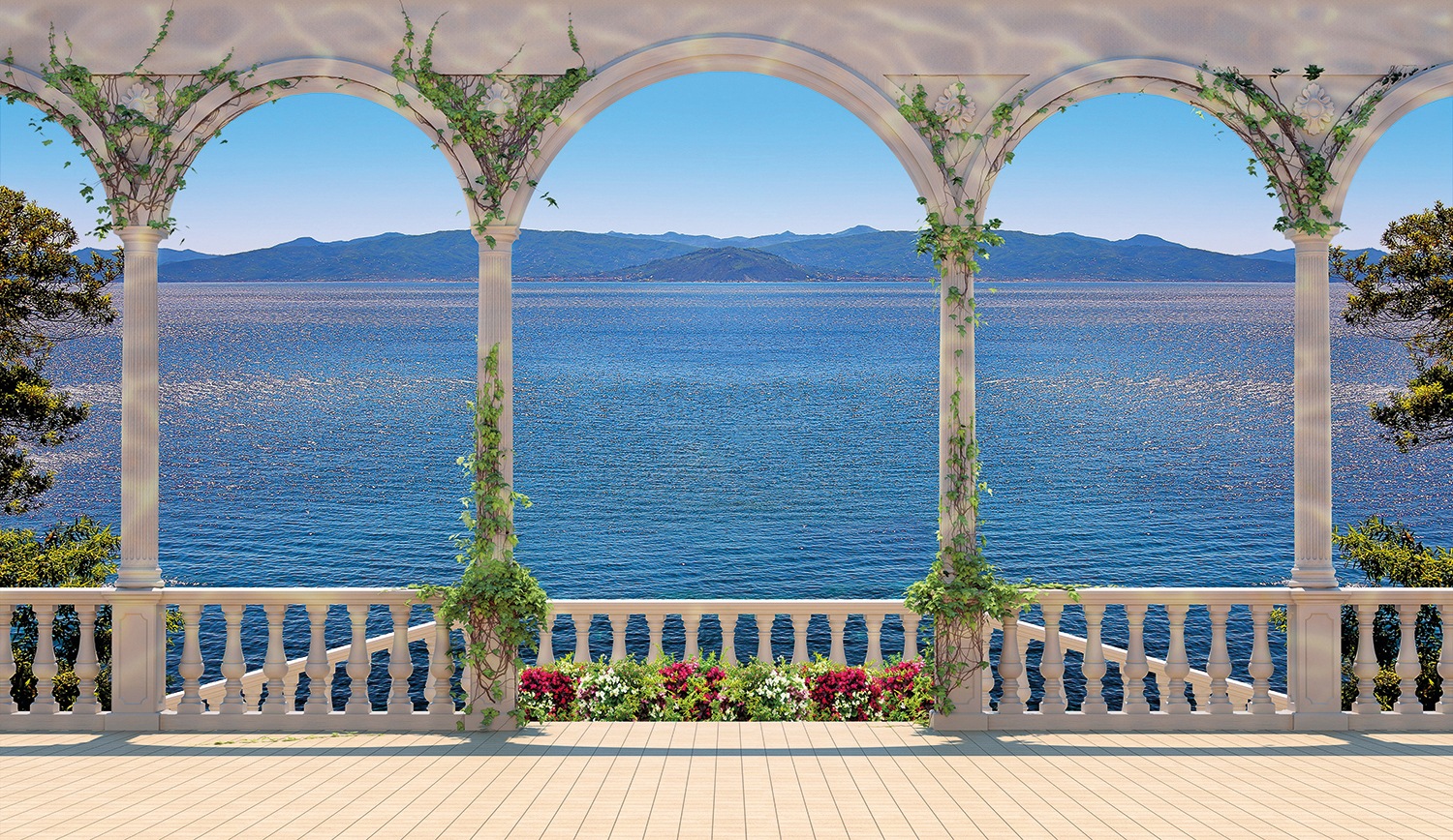 Image of Papermoon Fototapete »Terrace with Colonnade« bei Ackermann Versand Schweiz