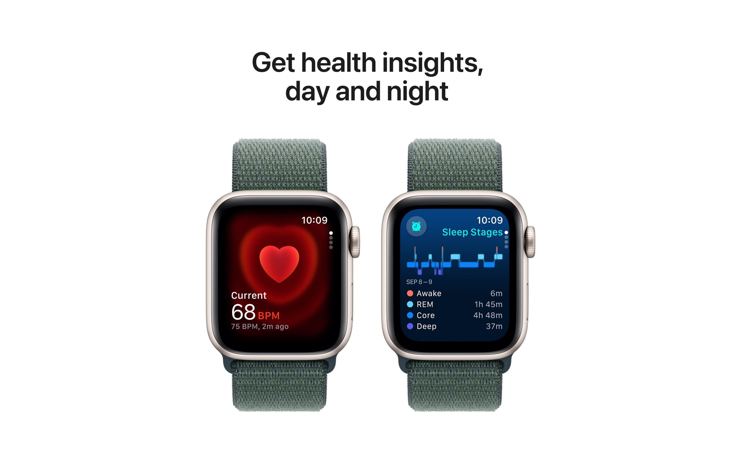 Apple Watch SE (2024), 40 mm, GPS + Cellular, Sport Loop, Polarsstern