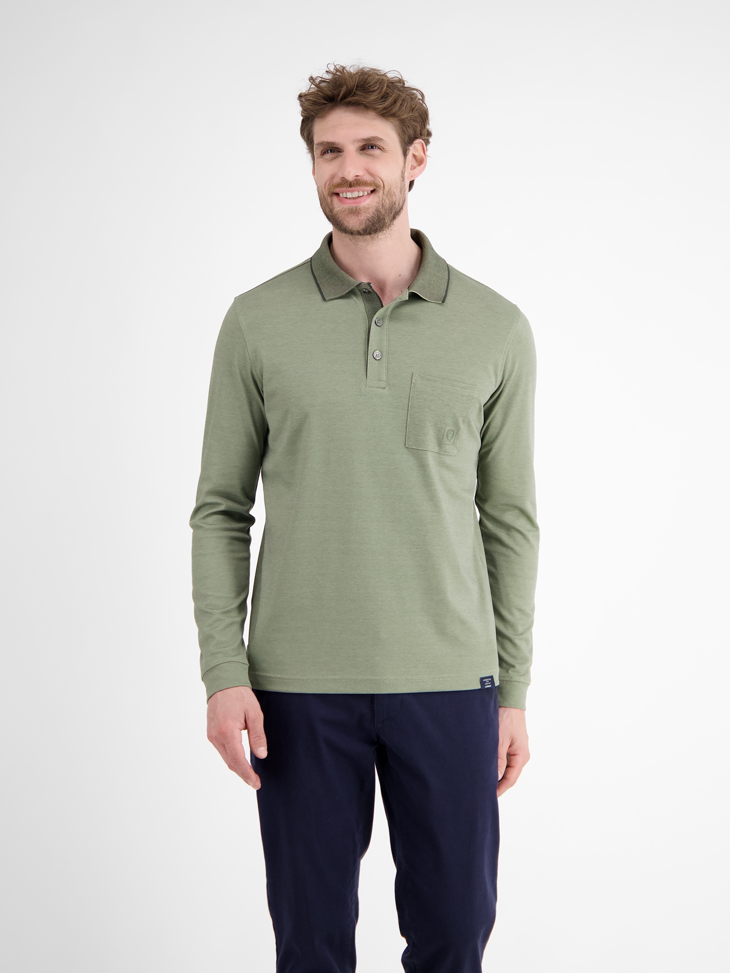 LERROS Langarm-Poloshirt »Langarmpolo für Herren in Strukturoptik«