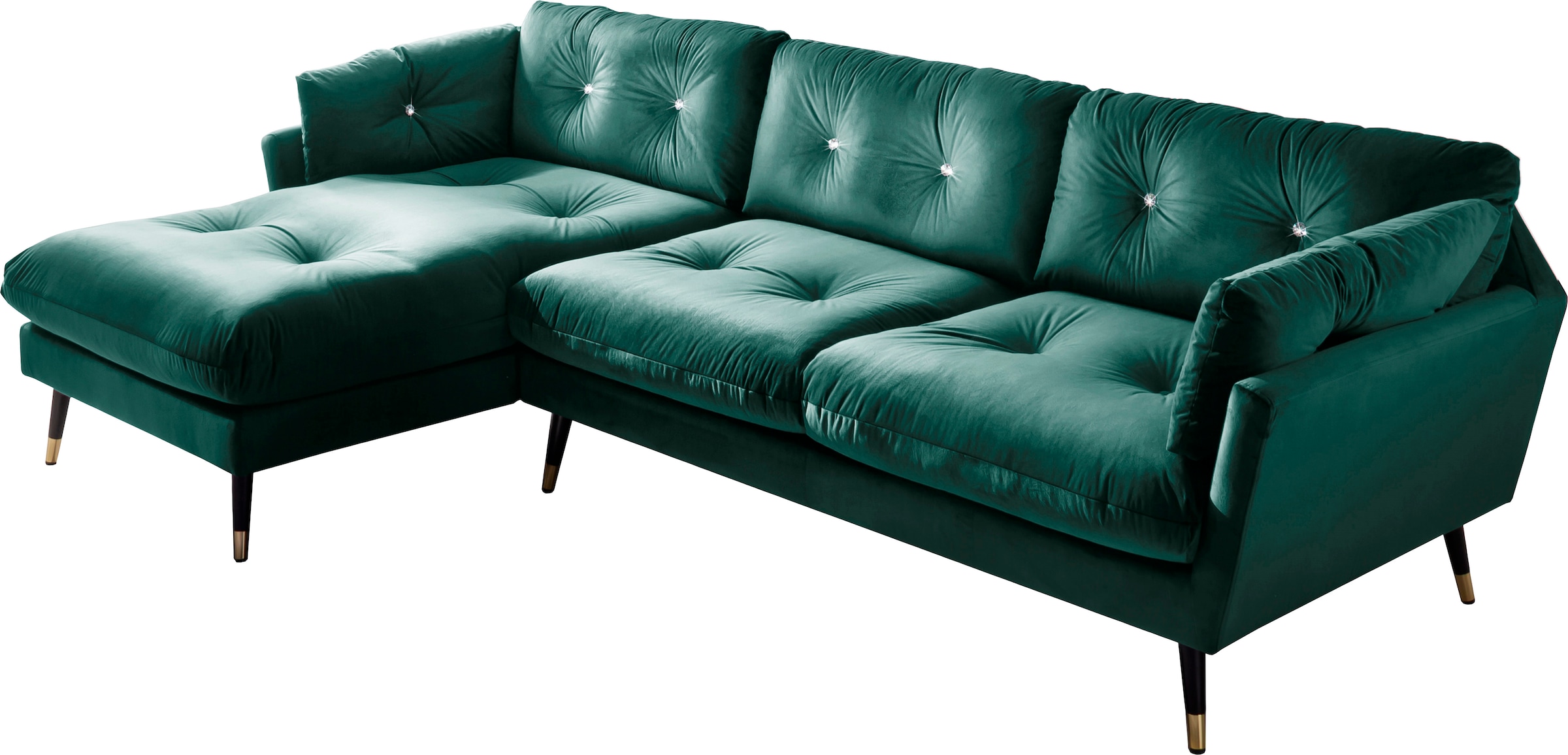 Trends by HG Ecksofa »Amira L-Form« mit Strasssteinen und goldfarben Applikationen