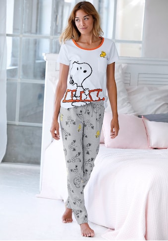 Pyjama, (2 tlg.), mit Snoopy und Woodstock Druck