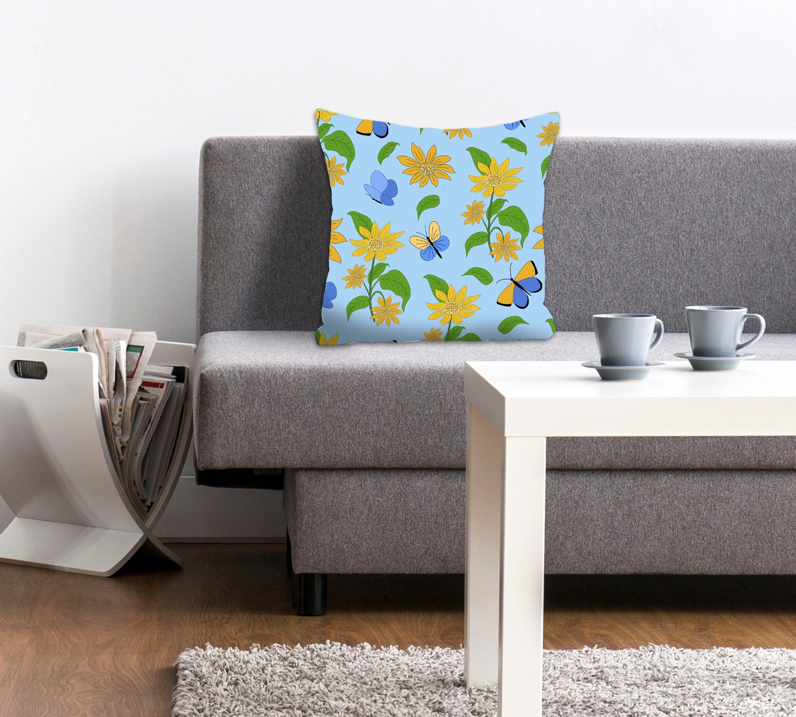 Image of queence Dekokissen "Lova" mit Schmetterlingen und Blumen