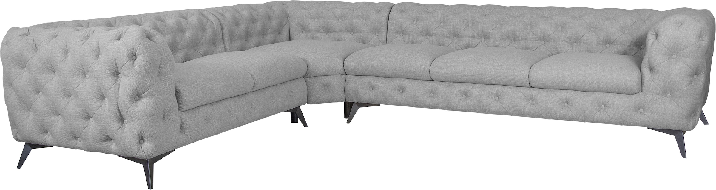 Home affaire Chesterfield-Sofa »Ecksofa GLYNIS L-Form mit Wellenunterfederung, Masse B/T/H 323/264/75cm« aufwändige Knopfheftung, moderne Chesterfield Optik, Fussfarbe wählbar