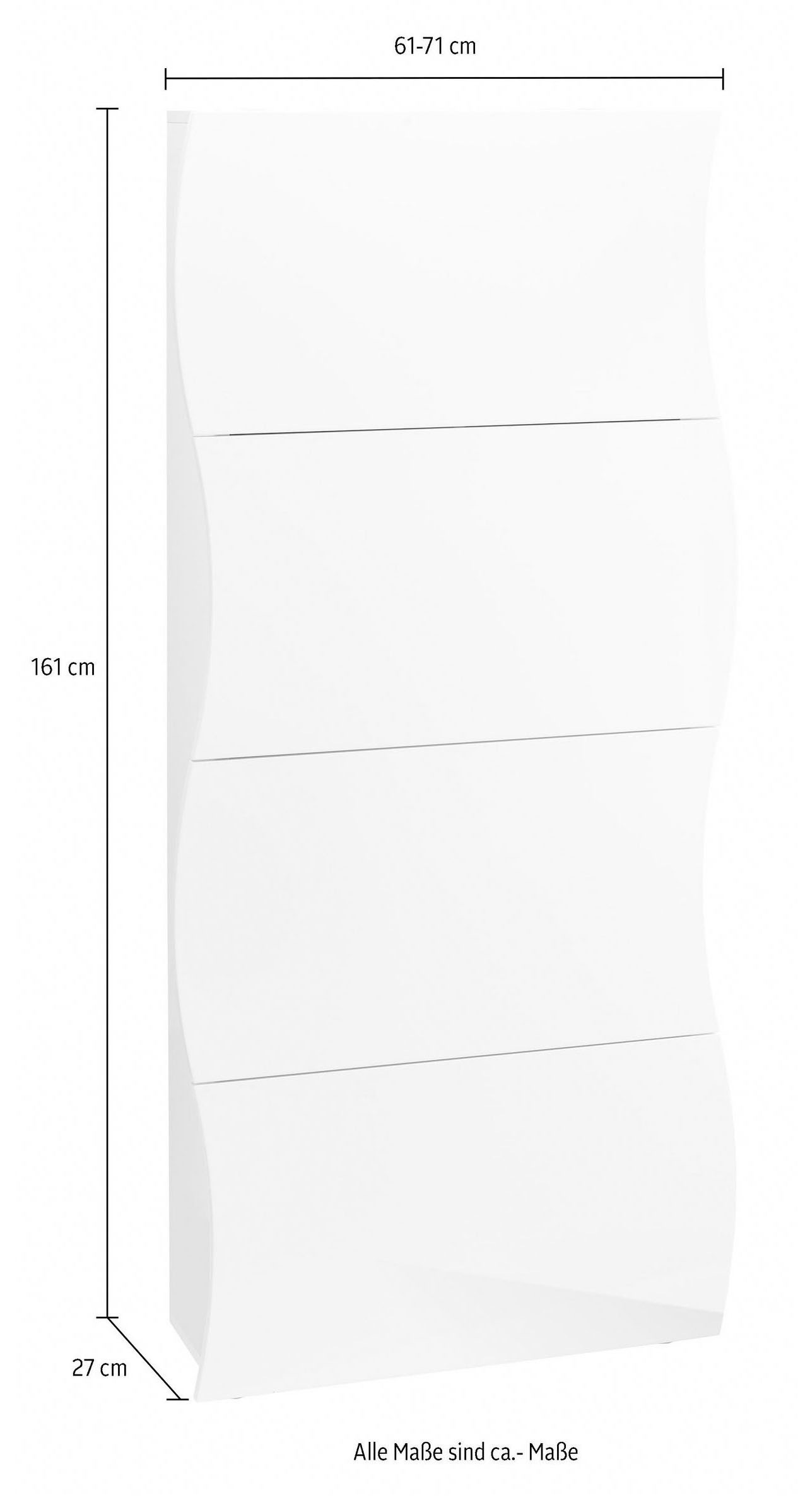 Home affaire Schuhschrank »Schuhschrank mit Klappen / Schuhkommode, Höhe 161 cm« onda 71 cm breit, Anthrazit,mit 4 klapptüren, made in italy
