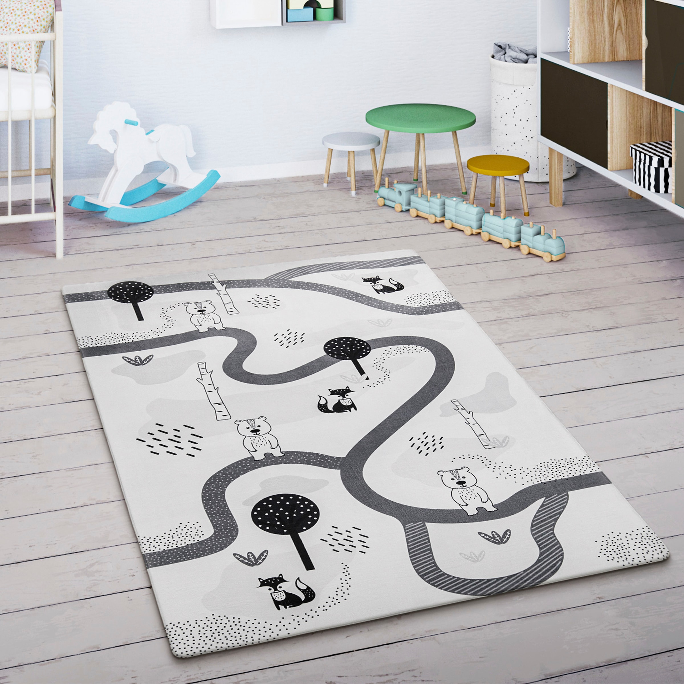 Paco Home Kinderteppich »Chicos 560« rechteckig 4 mm Höhe Flachgewebe, Strassen-Spiel-Teppich, Kinderzimmer