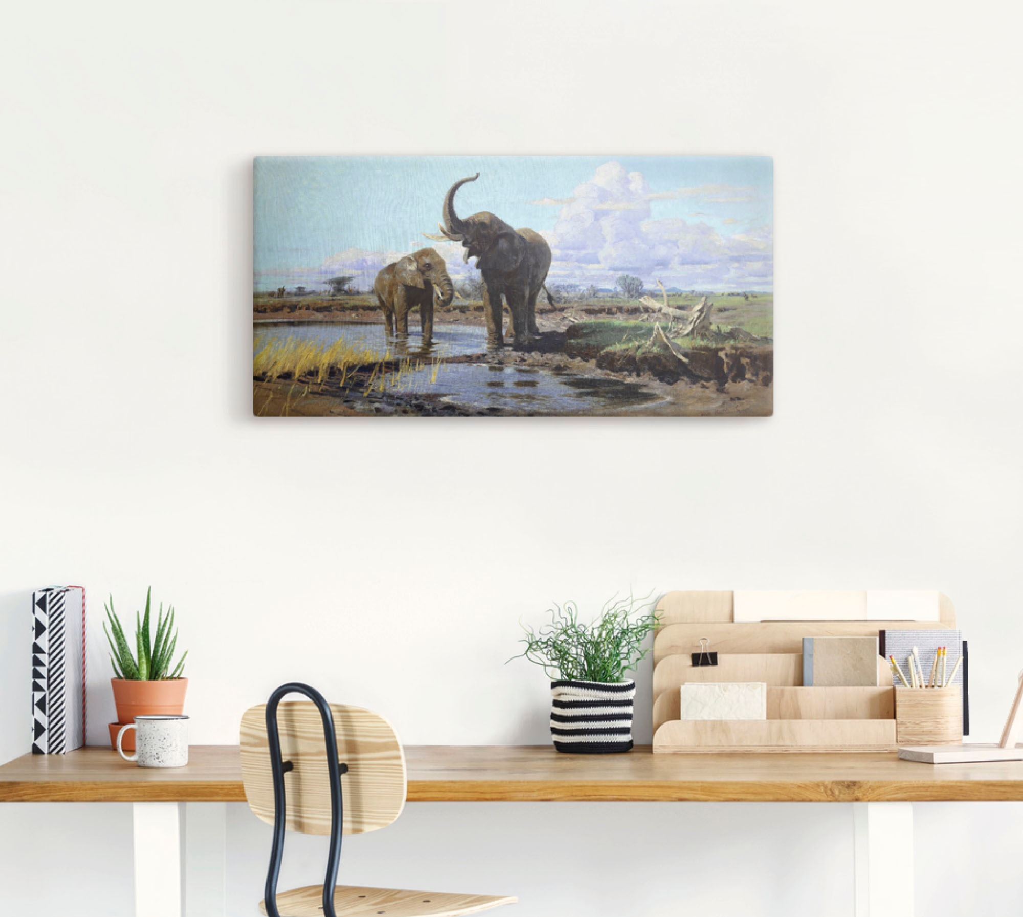 Artland Wandbild »Elefanten an der Wasserstelle.«, Wildtiere, (1 St.), als  Alubild, Leinwandbild, Wandaufkleber oder Poster in versch. Grössen bequem  kaufen | Poster