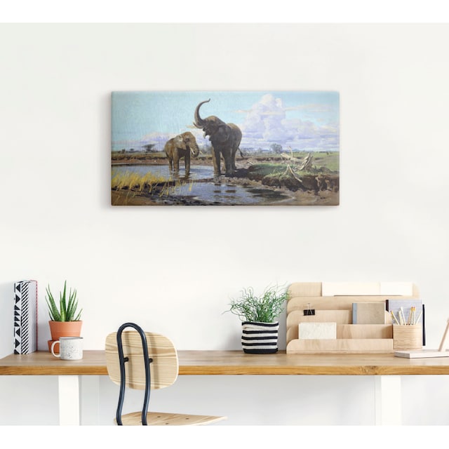 Artland Wandbild »Elefanten an der Wasserstelle.«, Wildtiere, (1 St.), als  Alubild, Leinwandbild, Wandaufkleber oder Poster in versch. Grössen bequem  kaufen