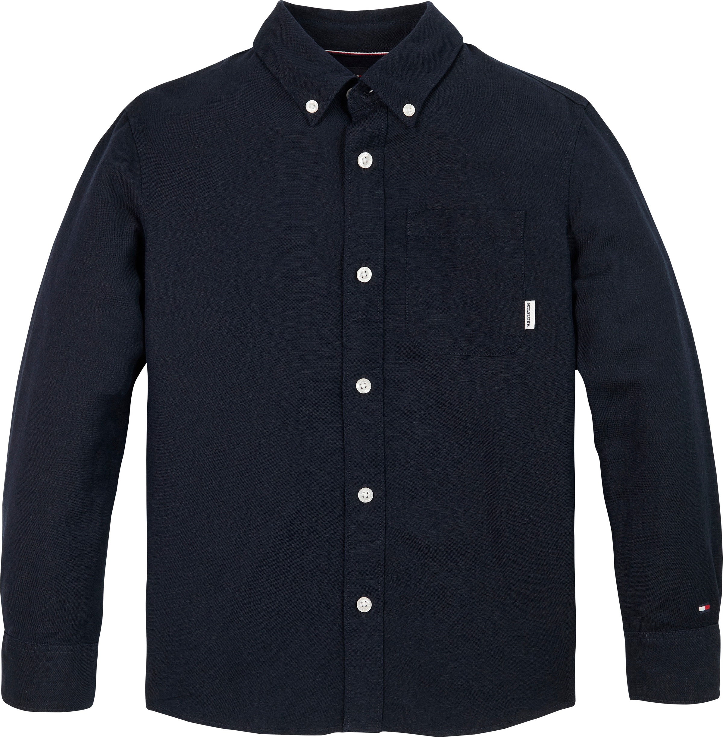 Tommy Hilfiger Langarmhemd »LINEN BLEND RELAXED SHIRT LS«, mit Brusttasche, Logostickerei