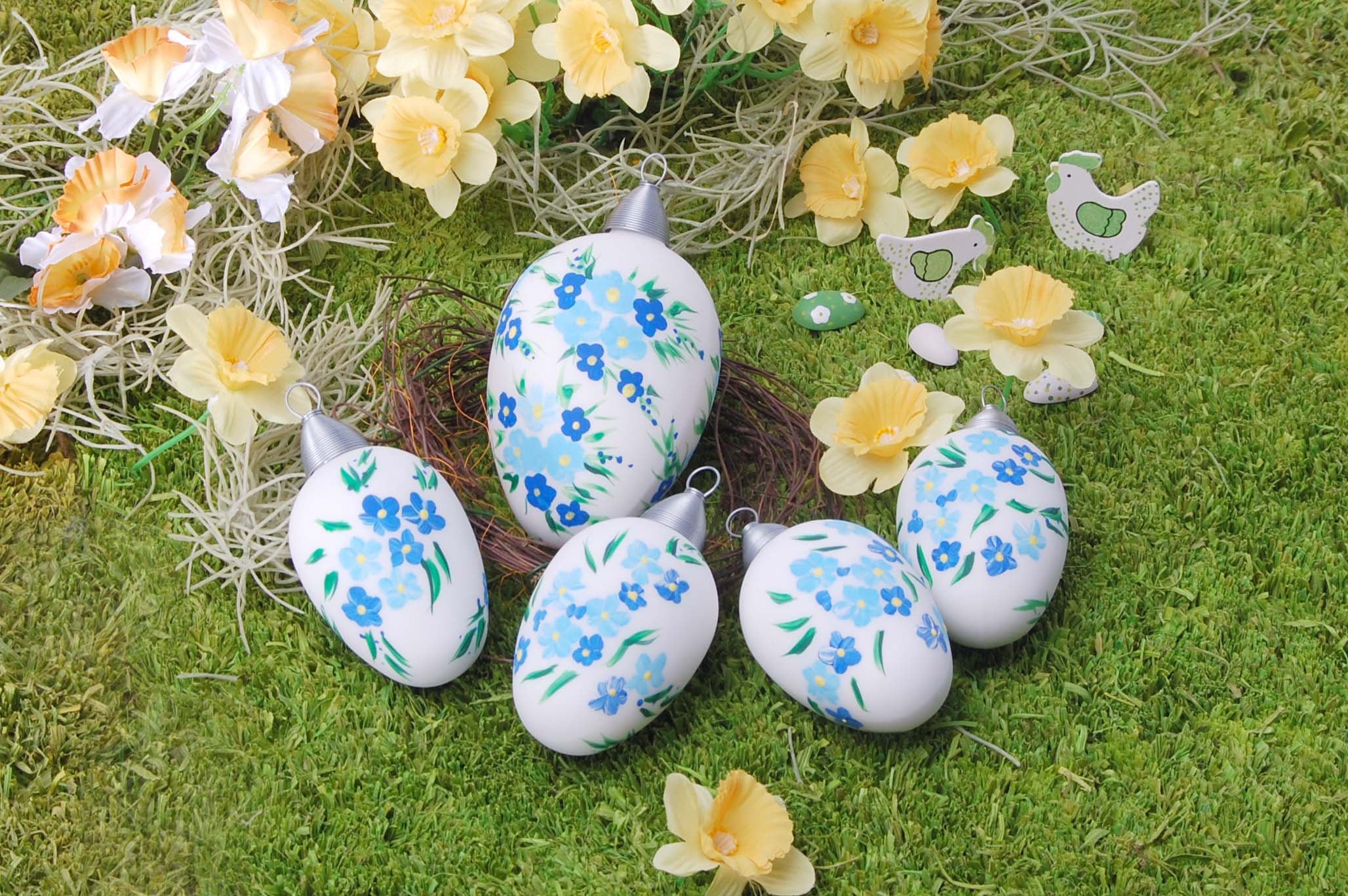 Krebs Glas Lauscha Osterei »Blüten, Osterdekoration, Frühling« Mundgeblasenes und handbemaltes Glas, Made in Germany