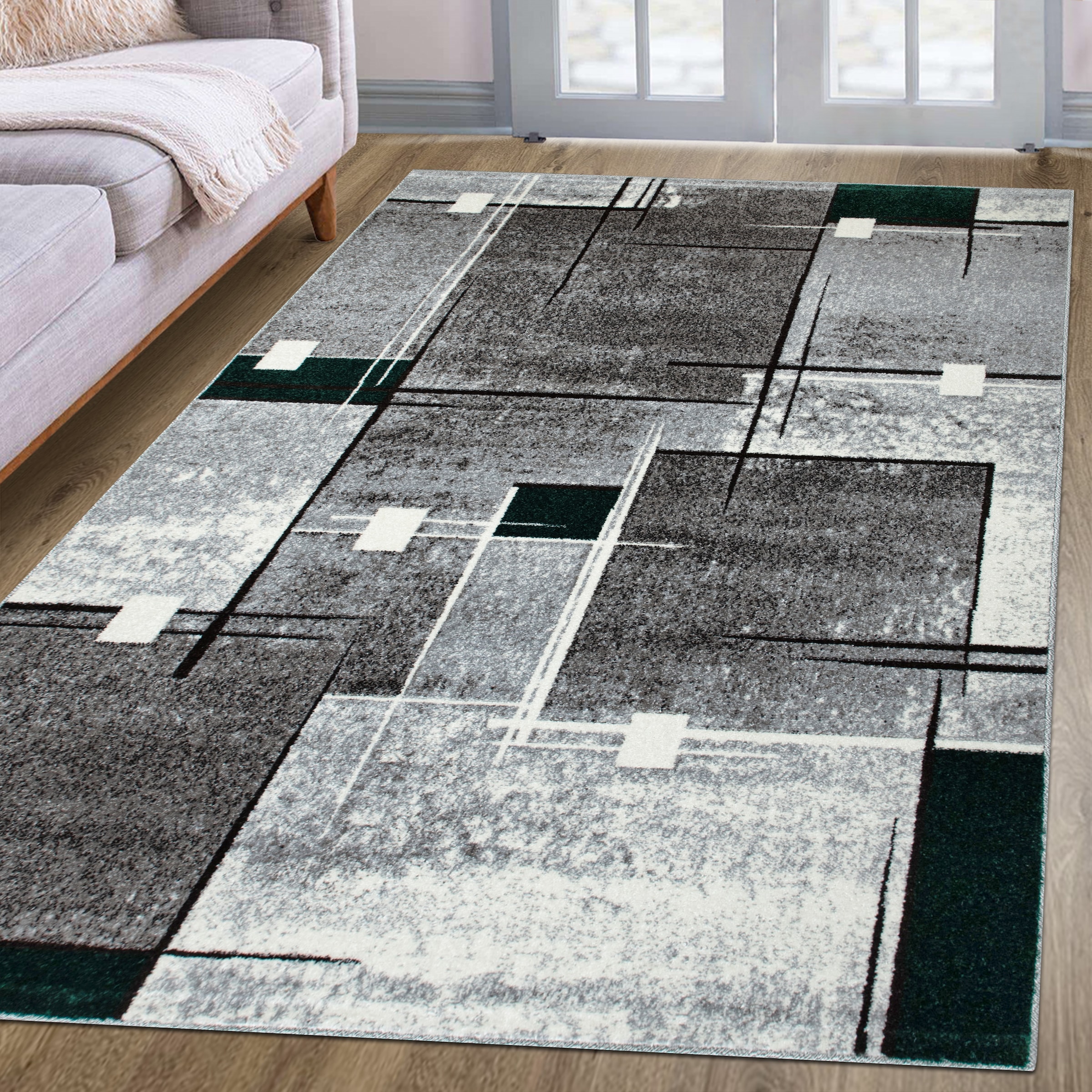 my home Teppich »Deblin«, rechteckig, 9 mm Höhe, weicher Flor, Kurzflor, Karo-Design, modern, geometrisches Muster