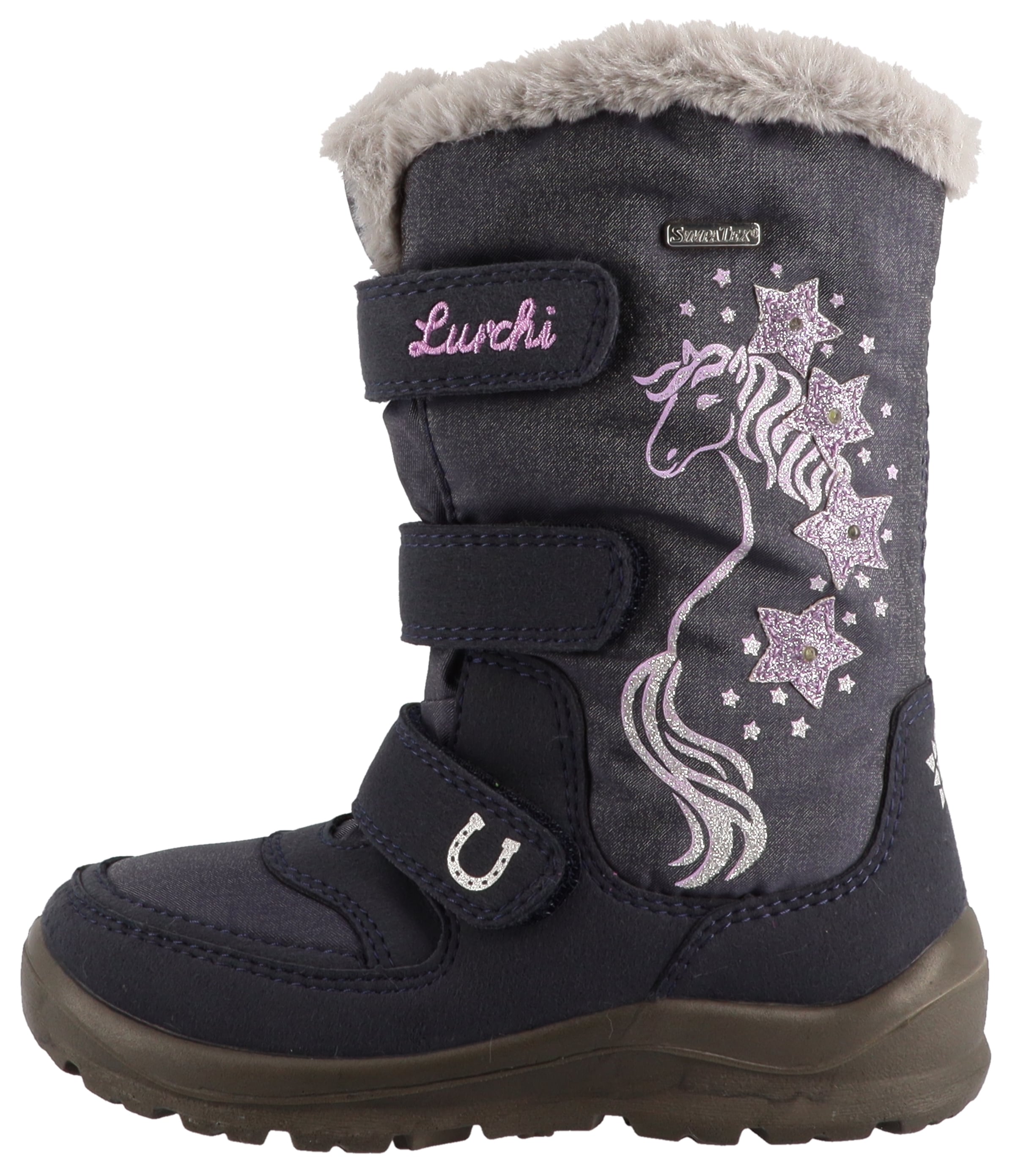 Lurchi Bottes d'hiver »Kiomi SYMPATEX«  bottes à scratch avec paillettes, gabarit de taille à télécharger