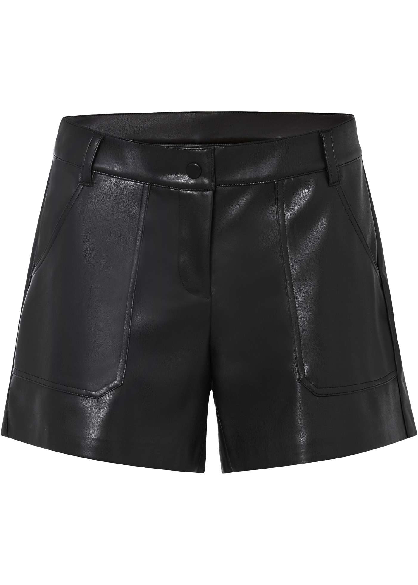 bonprix Shorts  aus Lederimitat, aus Polyester, Regular Fit, kurze Form