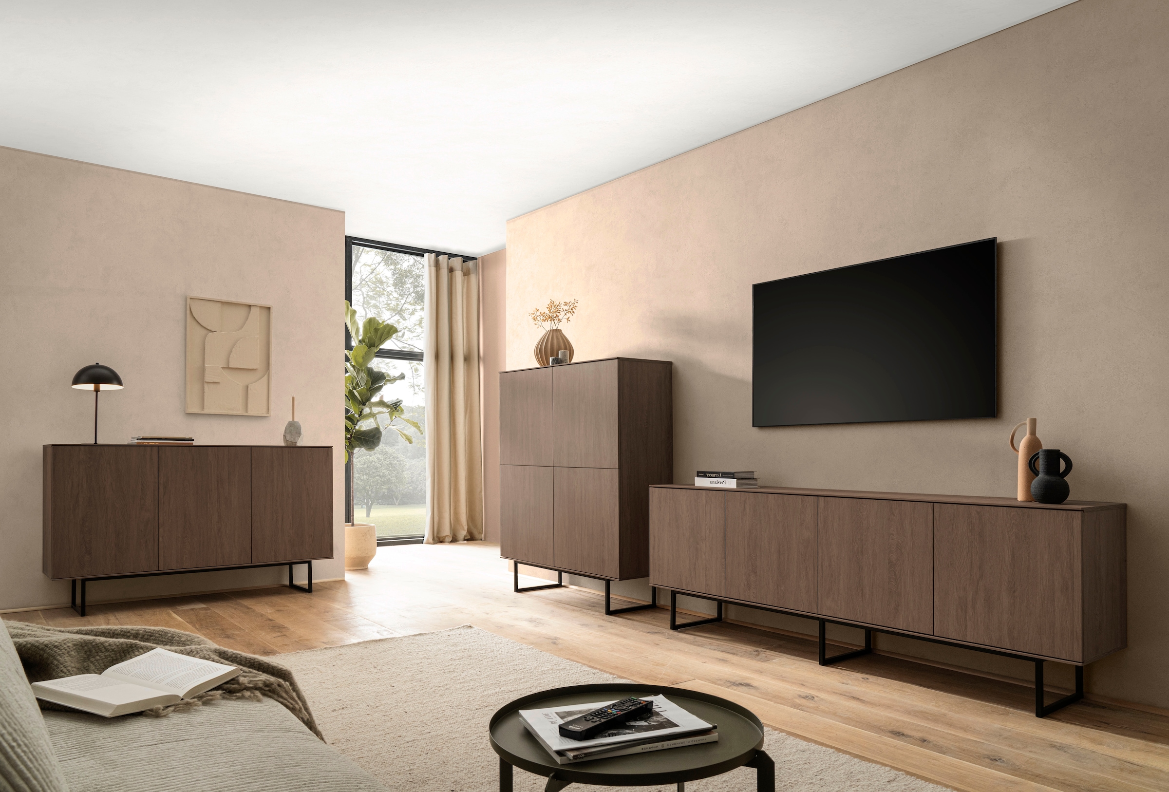 Home affaire Sideboard »Lund, moderner Schrank, Kommode mit Kufengestell« optisch dünner Oberboden, hochwertige Optik, ausreichend Stauraum