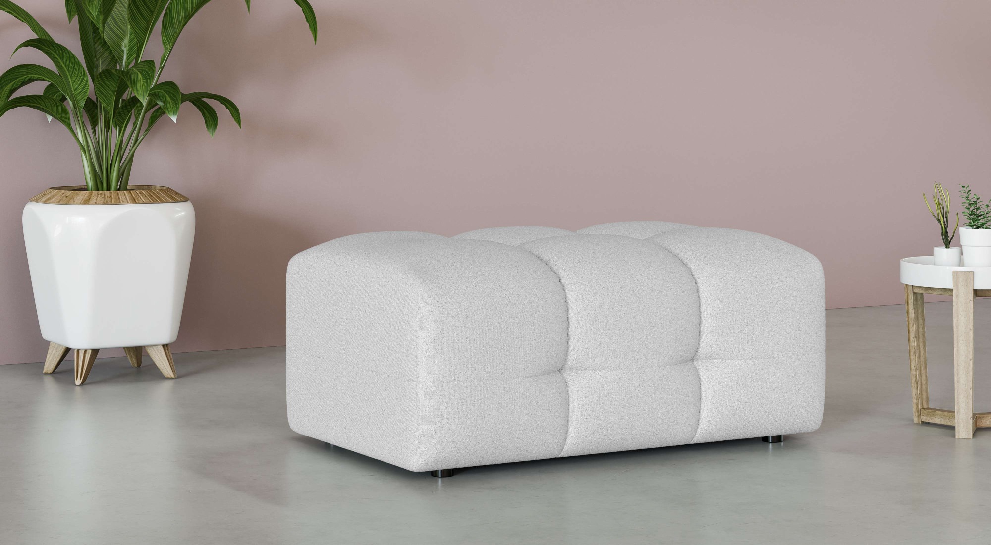 GOODproduct Polsterhocker »Manilla, trendige Steppung, passend zur Serie, B/T/H 100/68/45 cm« mit Wellenunterfederung, in verschiedenen Materialien und Farben