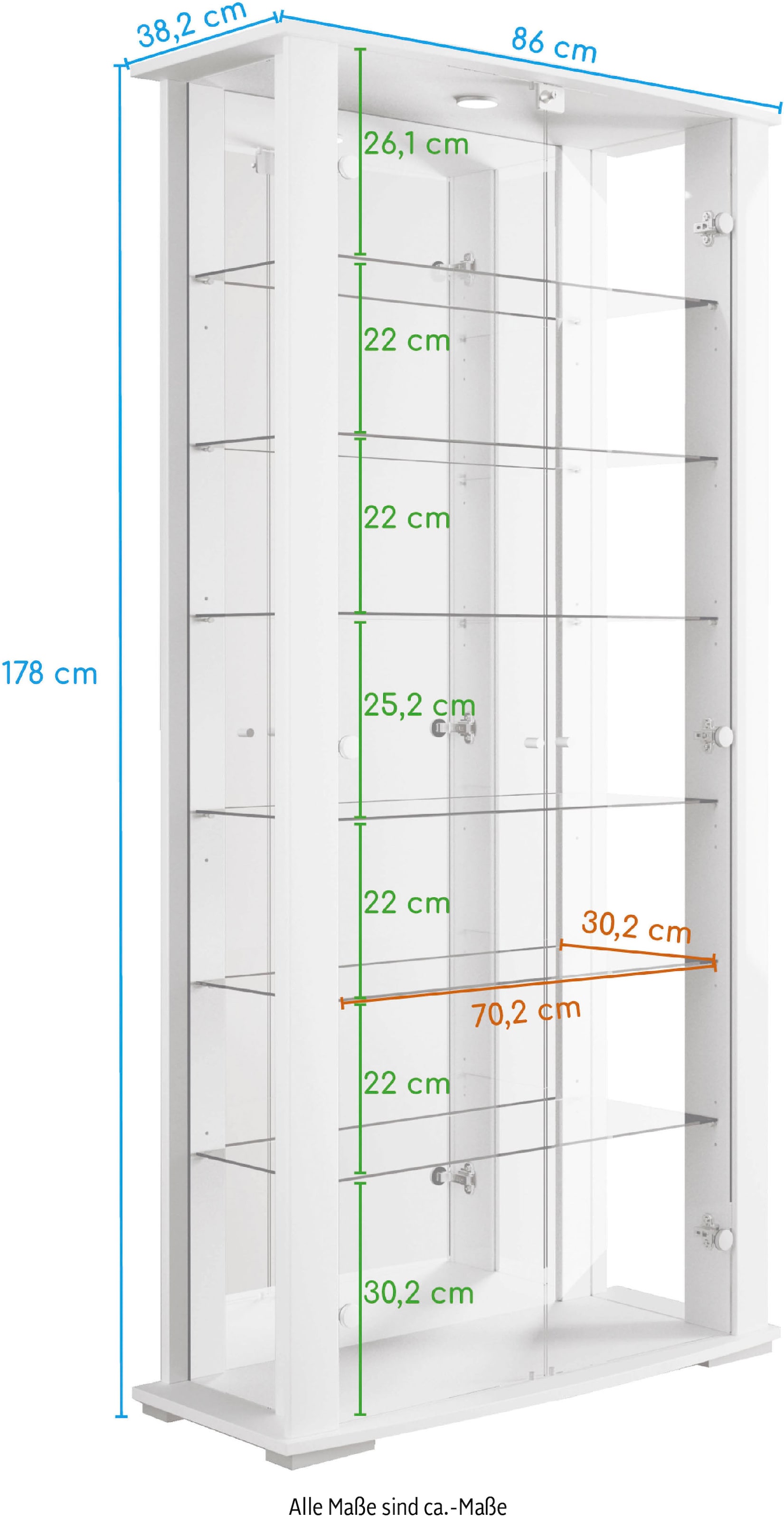 fif möbel Vitrine »STELLA«, Standvitrine/Glasvitrine 2x Glastür,perfekt für Sammler,Sammlervitrine