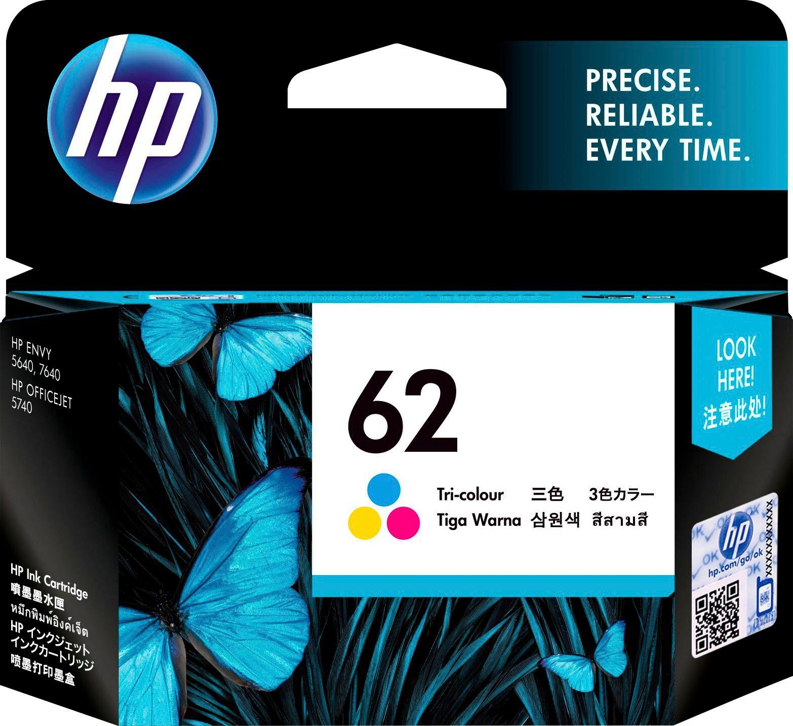HP Tintenpatrone »62« original Druckerpatrone 62 cyan/magenta/gelb