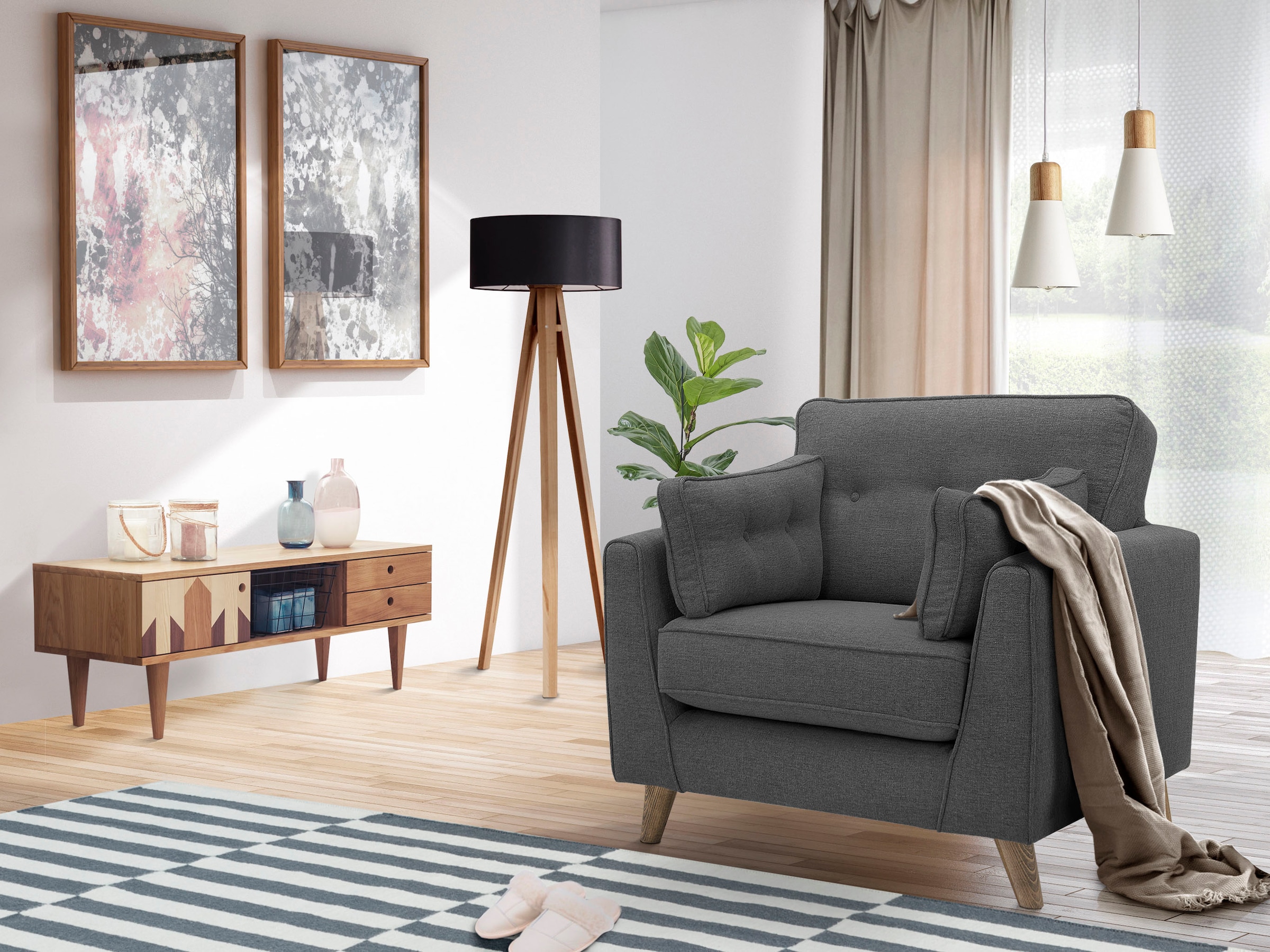 Image of Home affaire Sessel »Copenhagen«, feiner Keder, Kopfheftung im Rücken und Armlehnkissen bei Ackermann Versand Schweiz