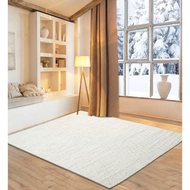 Home affaire Wollteppich »Daoulas«, rechteckig, Handweb Teppich, reine Wolle,  modernes Rauten Muster, Scandi Design bequem kaufen