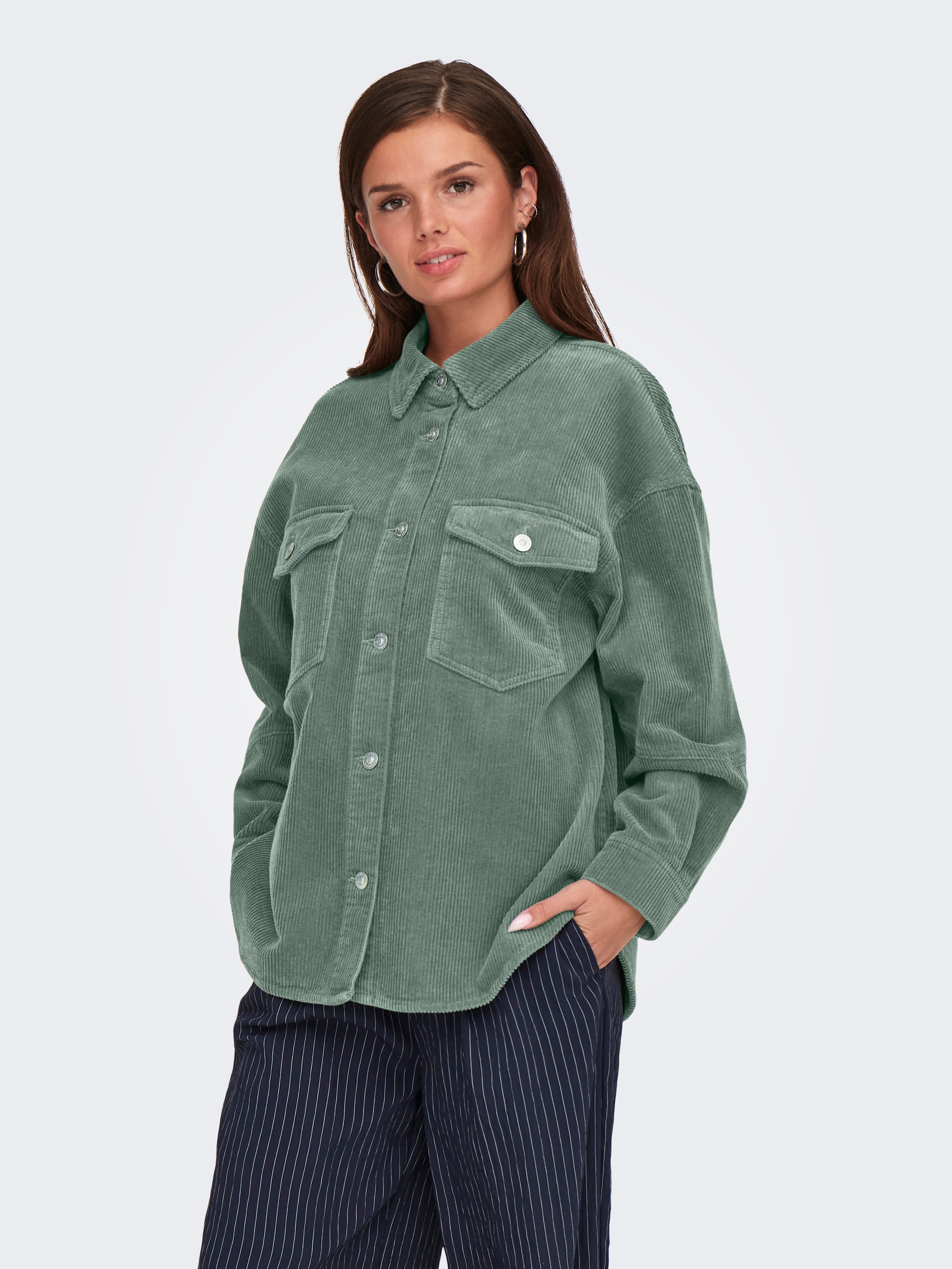 Image of ONLY Hemdbluse "ONLTIGGY L/S CORD SHACKET PNT" Baumwolle, oversize