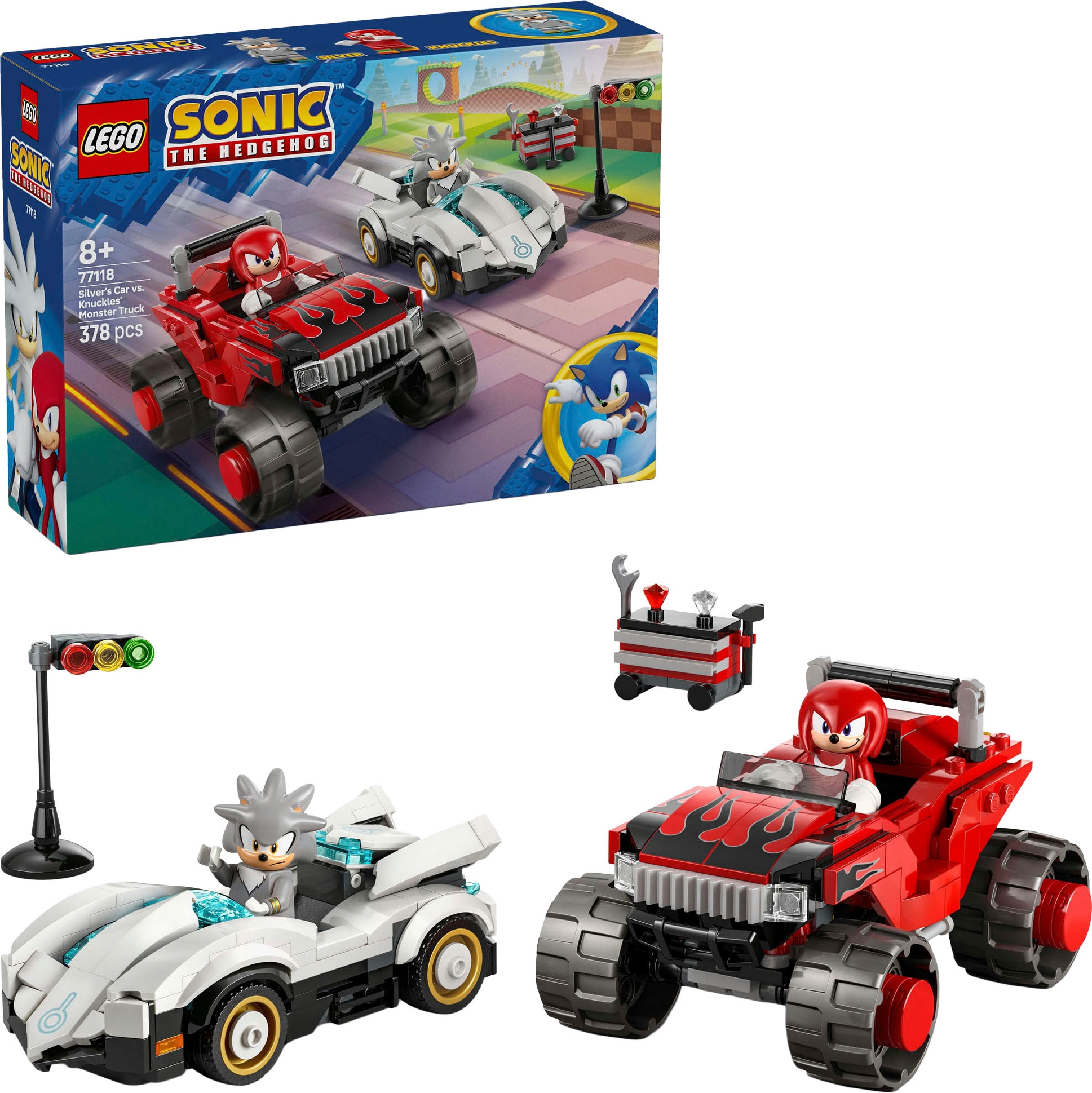 Image of LEGO Konstruktionsspielsteine "Silvers Auto vs. Knuckles Monstertruck (77118), LEGO Sonic"