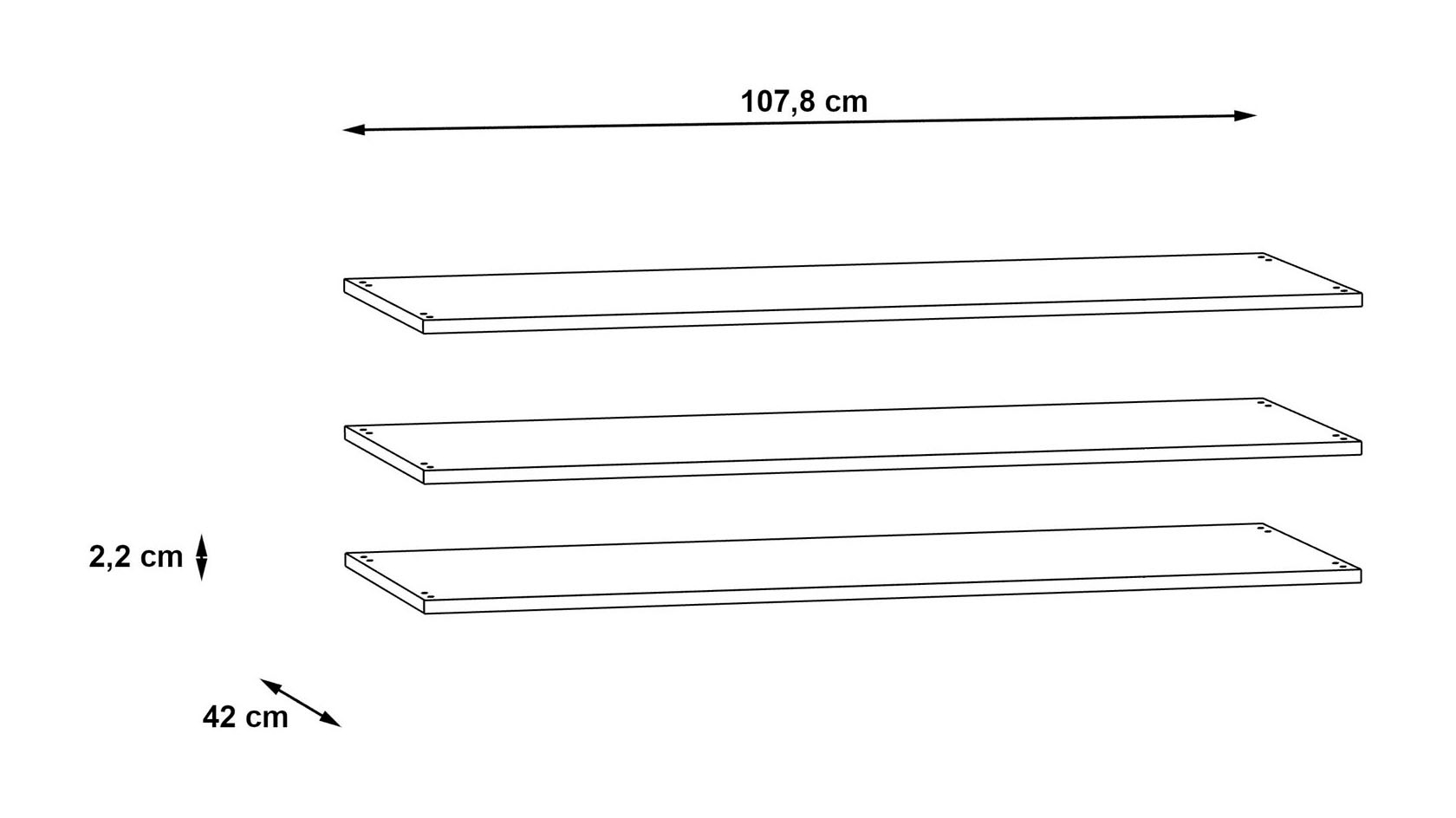 FORTE Einlegeboden 3er- Set, Breite 107,8 cm