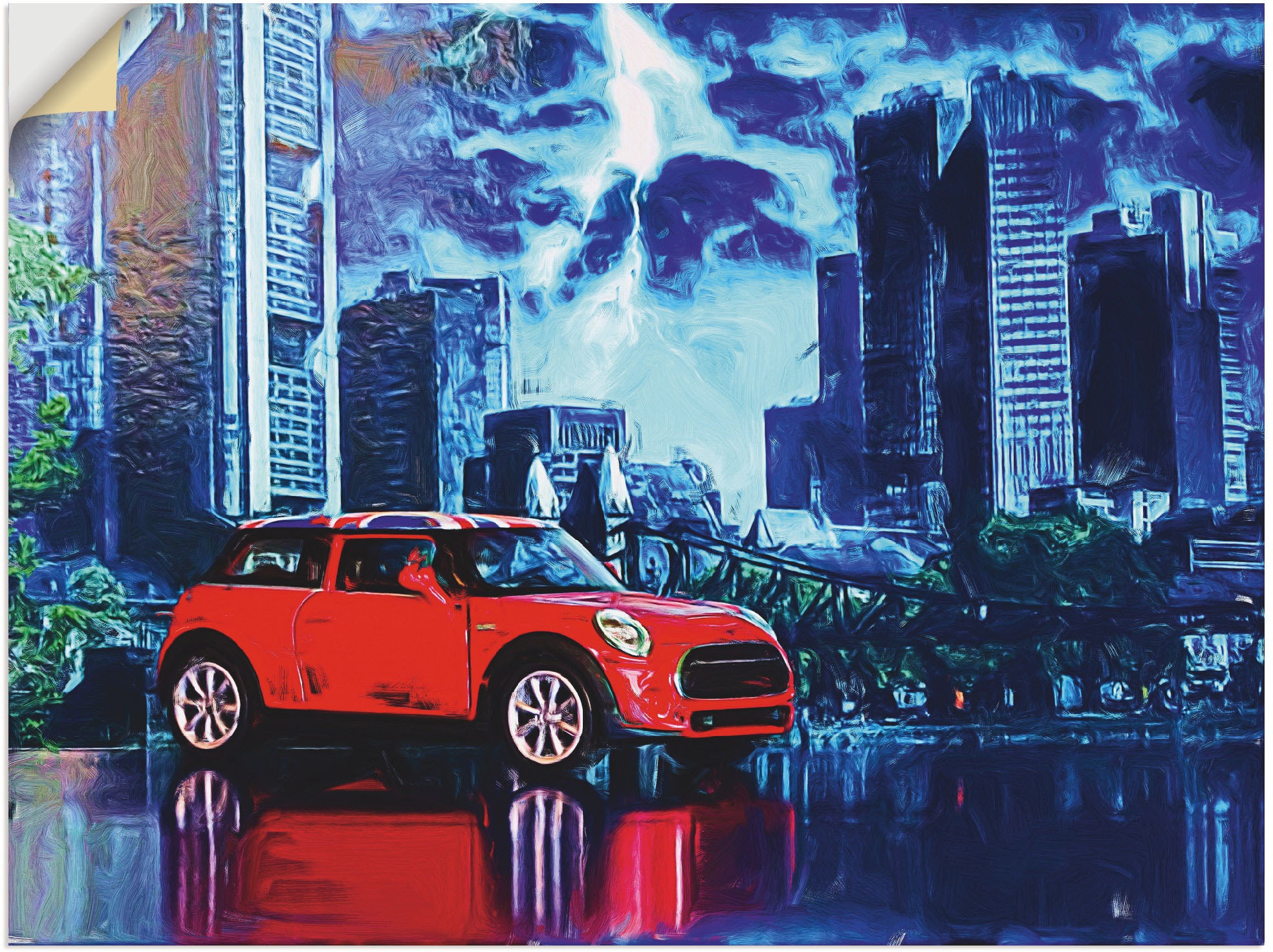 Image of Artland Wandbild »Nachts in der Stadt«, Auto, (1 St.), in vielen Grössen & Produktarten - Alubild / Outdoorbild für den Aussenbereich, Leinwandbild, Poster, Wandaufkleber / Wandtattoo auch für Badezimmer geeignet bei Ackermann Versand Schweiz