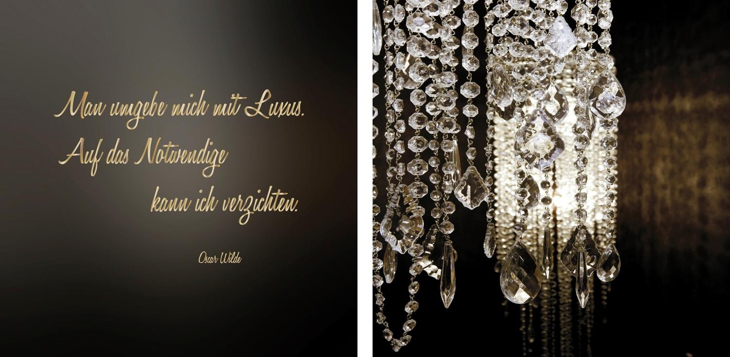 Image of queence Leinwandbild "Luxus - Oscar Wilde" Foto Kunst Modern Romantisch Schriftzug Schriftzüge Spa Spa Bilder Sprüche Sprüche & Texte Stein Set, Premium-Leinwandstoff, Handarbeit aus Deutschland, 2er Set