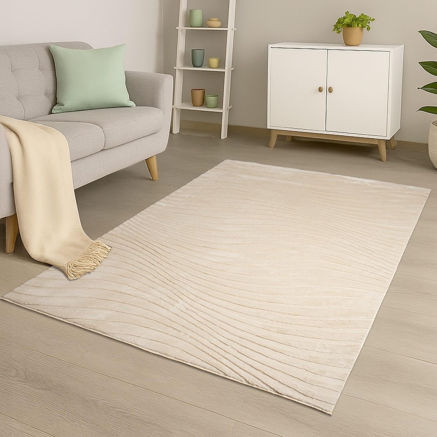 Carpet City Teppich »WAVES 503« rechteckig 12 mm Höhe Kurzflor, Hochtief-Muster/ 3D-Effekt, Uni, Wohnzimmer, Schlafzimmer