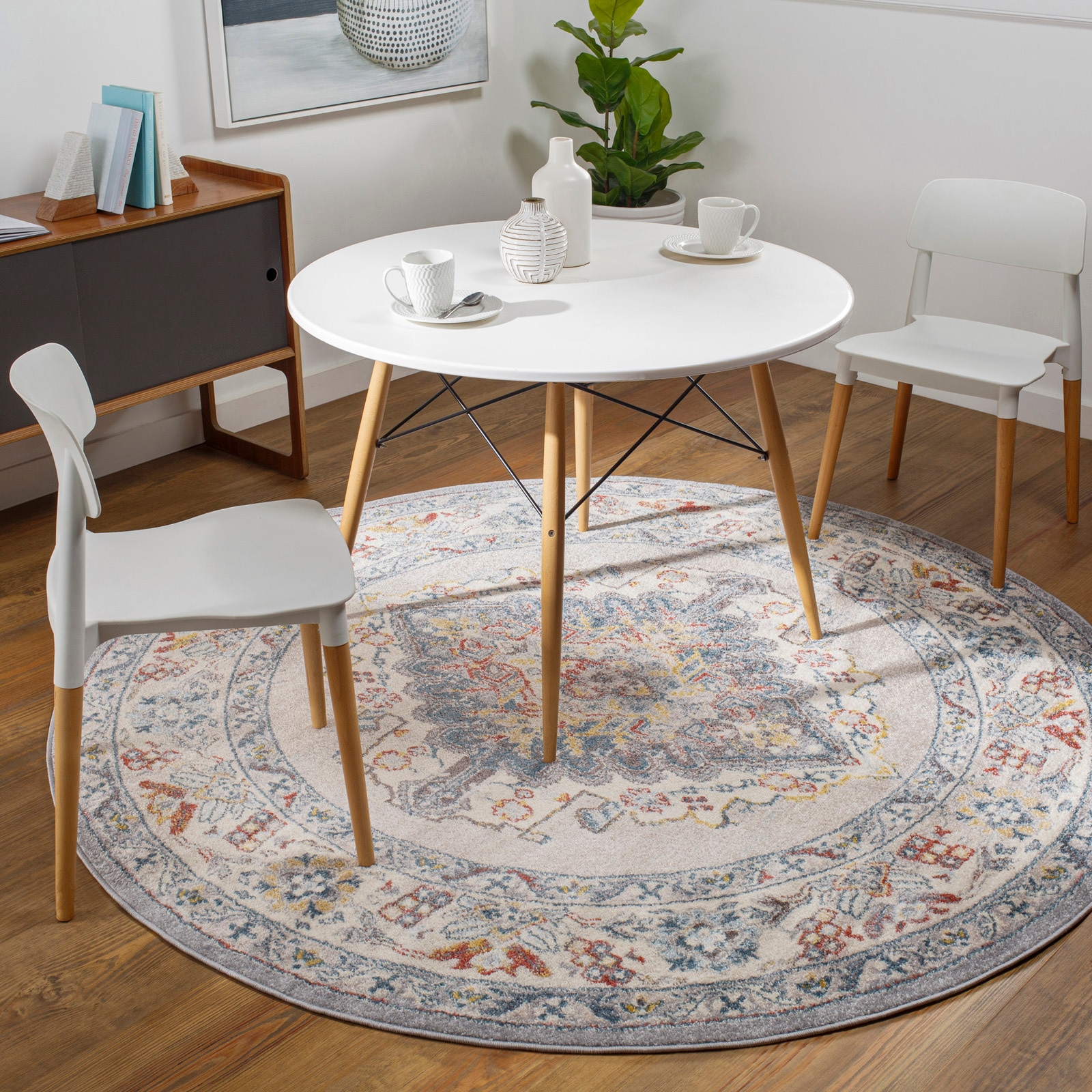 Image of Livabliss Teppich "Teppich CASABLANCA rund" rund 13 mm Höhe Vintage Orientteppich, Kurzflor Boho Wohnzimmerteppich, Läufer